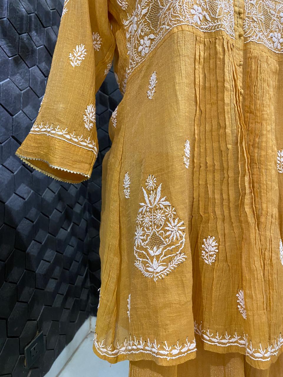 Mustard Mukaish & Chikankari and Mukaish Sharara