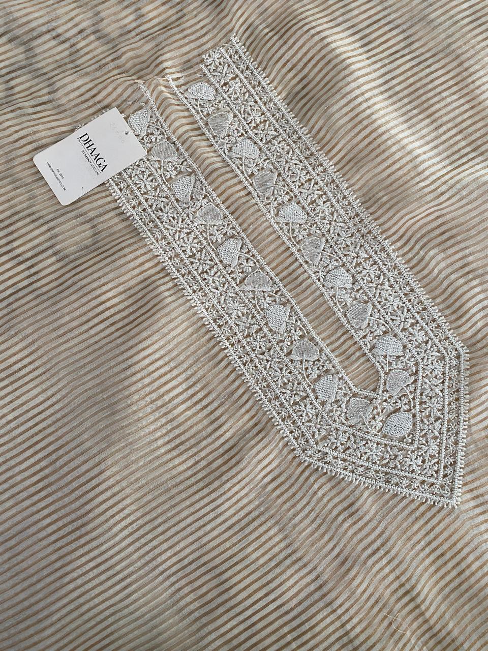 Gold Striped Tissue Men's Kurta