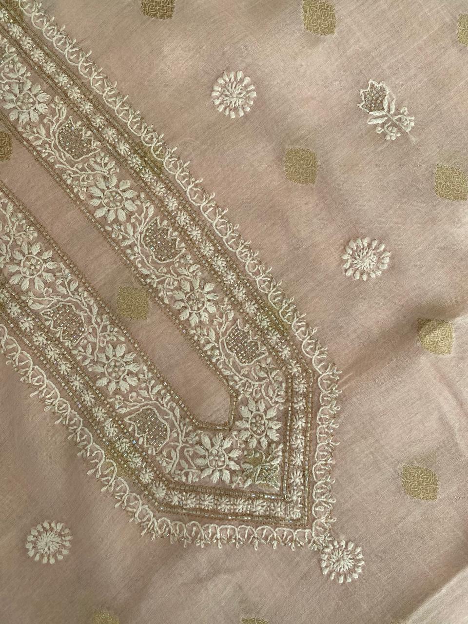 Pink Zari Butti Men's Kurta