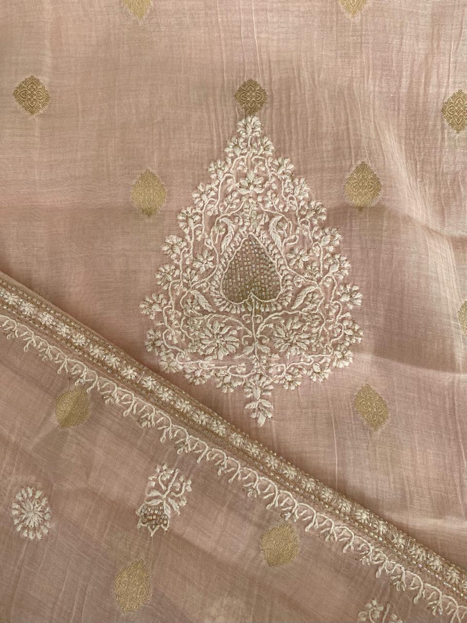 Pink Zari Butti Men's Kurta