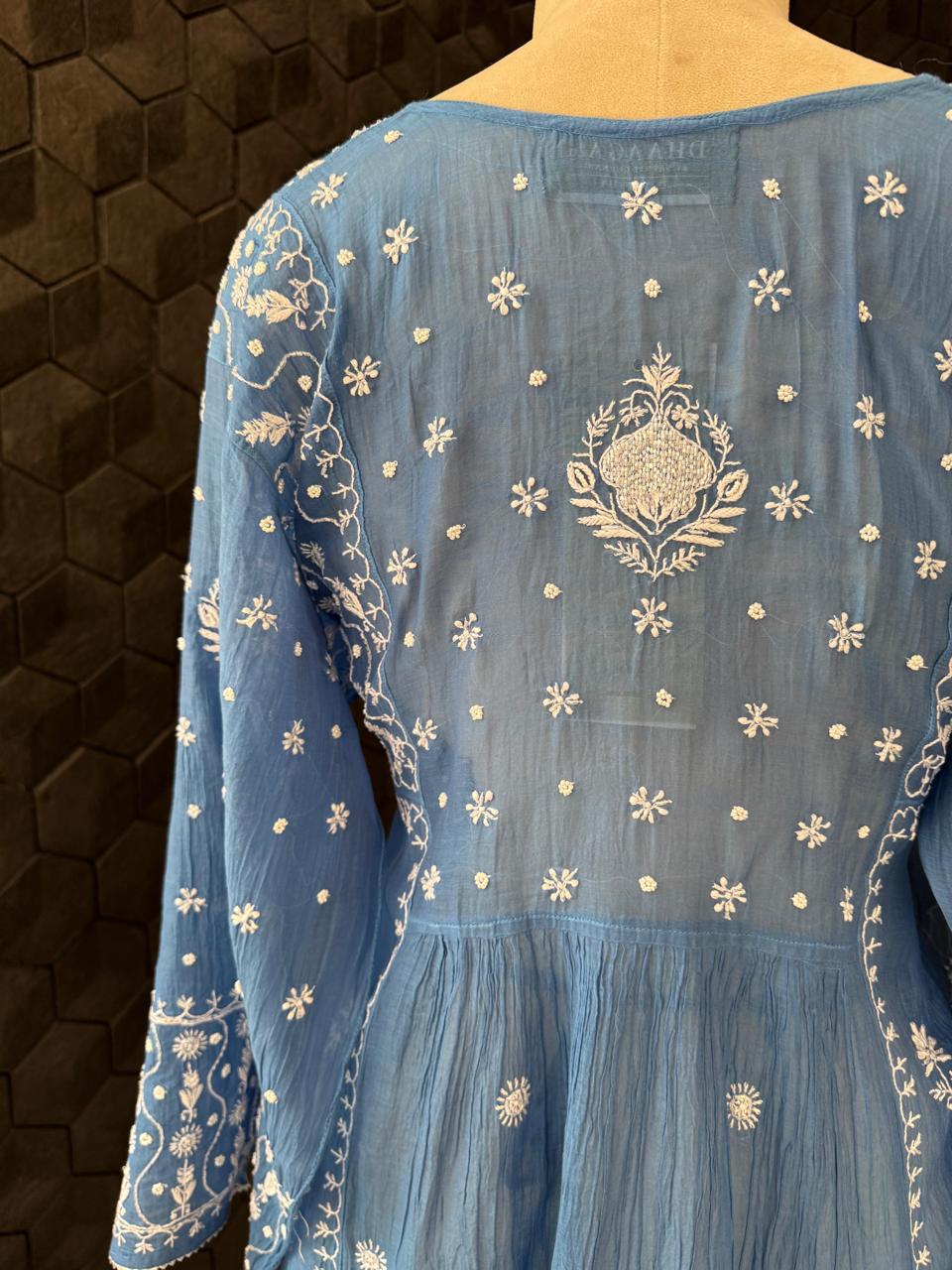 Cobalt Blue Mukaish & Chikankari Sharara Set