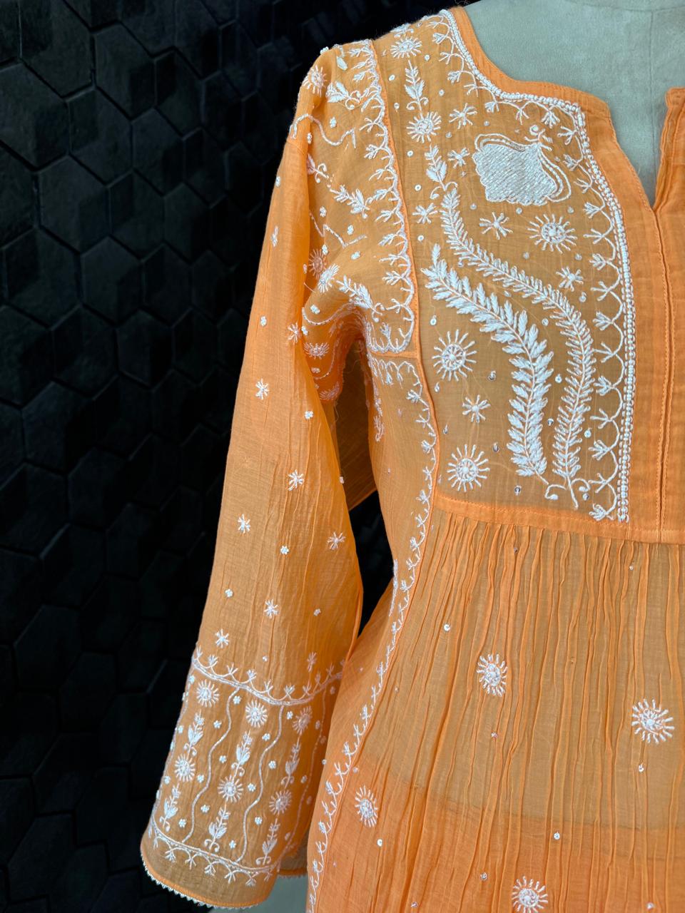 Orange Chikankari Sharara Set