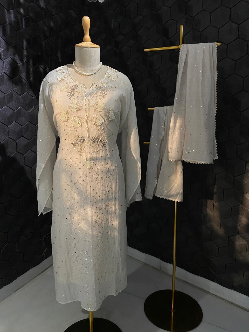 Golden Tissue Mukaish & Kamdani Kurta Set