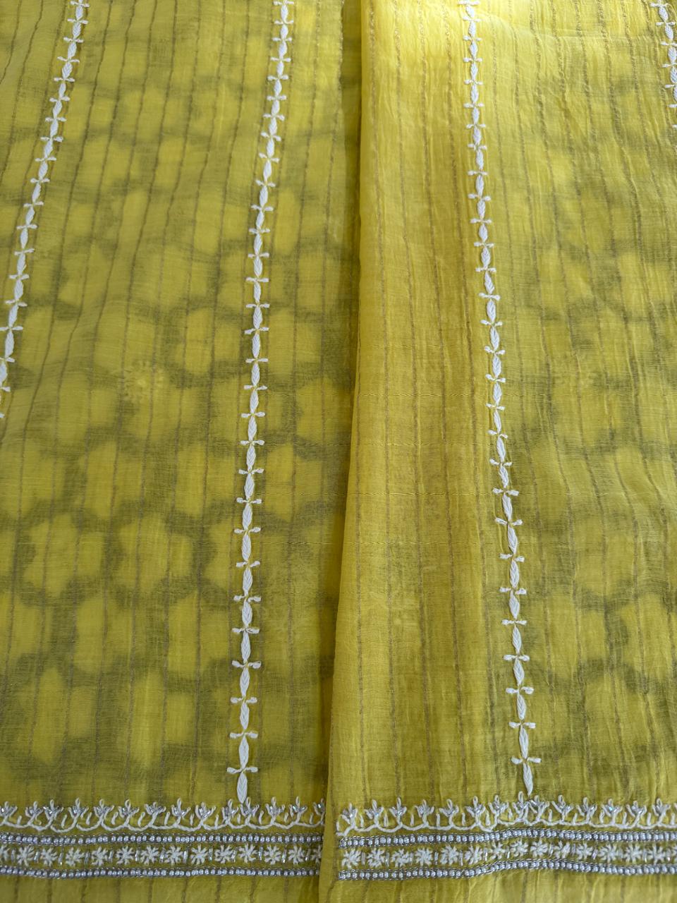 Yellow Striped Mul Chanderi Men's Kurta