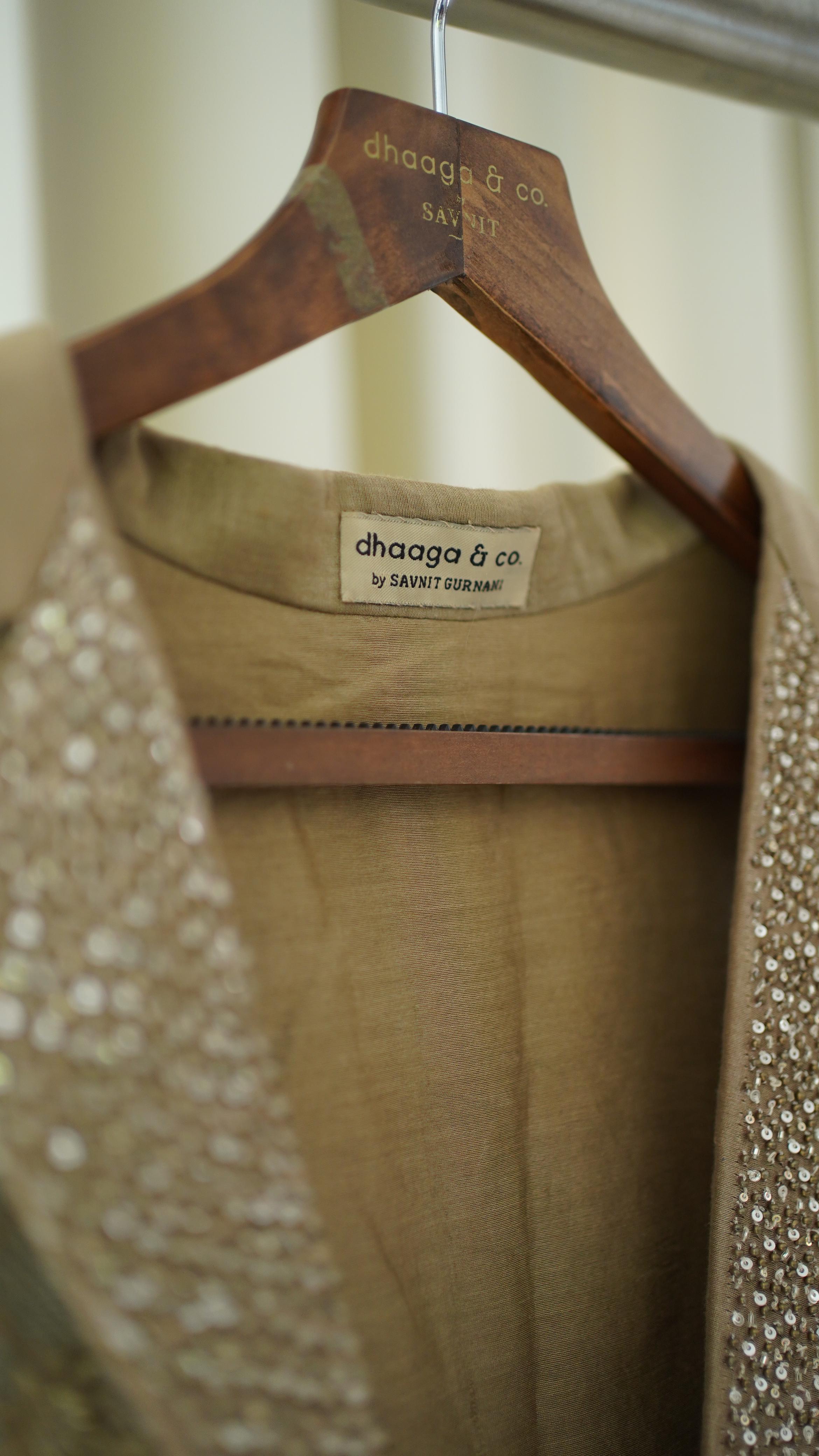 Premium Brown Chanderi Chikankari Jacket