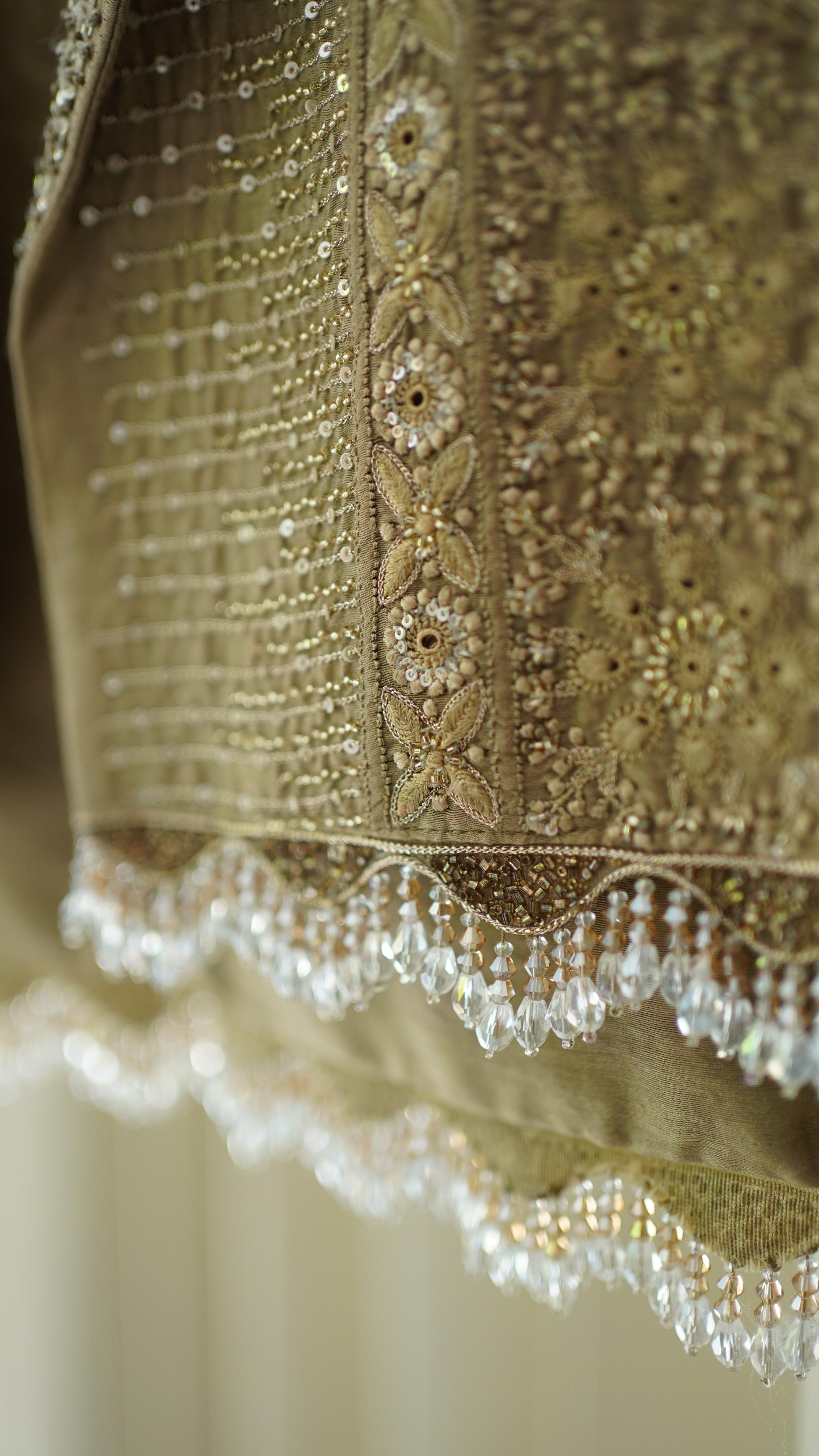 Premium Brown Chanderi Chikankari Jacket