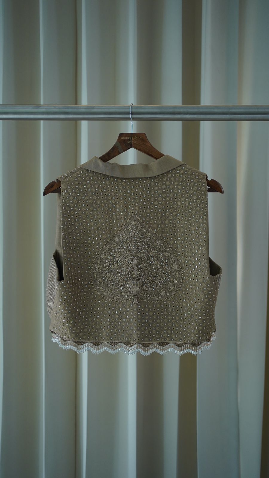 Premium Brown Chanderi Chikankari Jacket