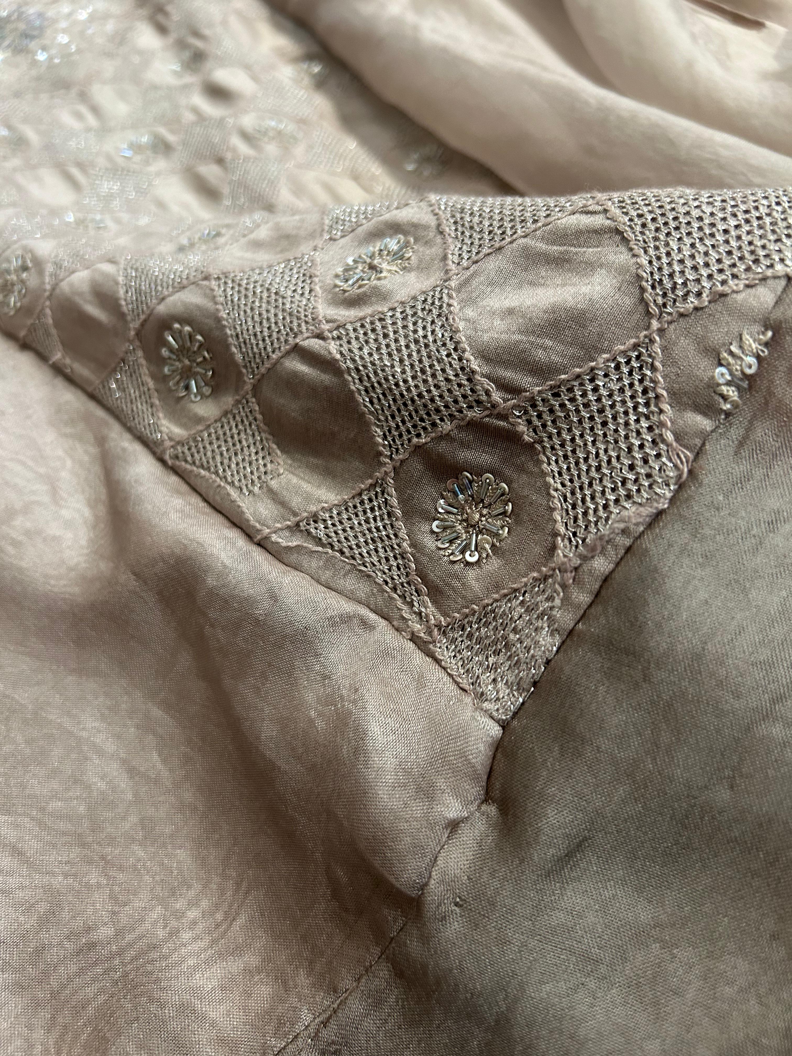 Premium Brown Long Sleeves Sharara Set