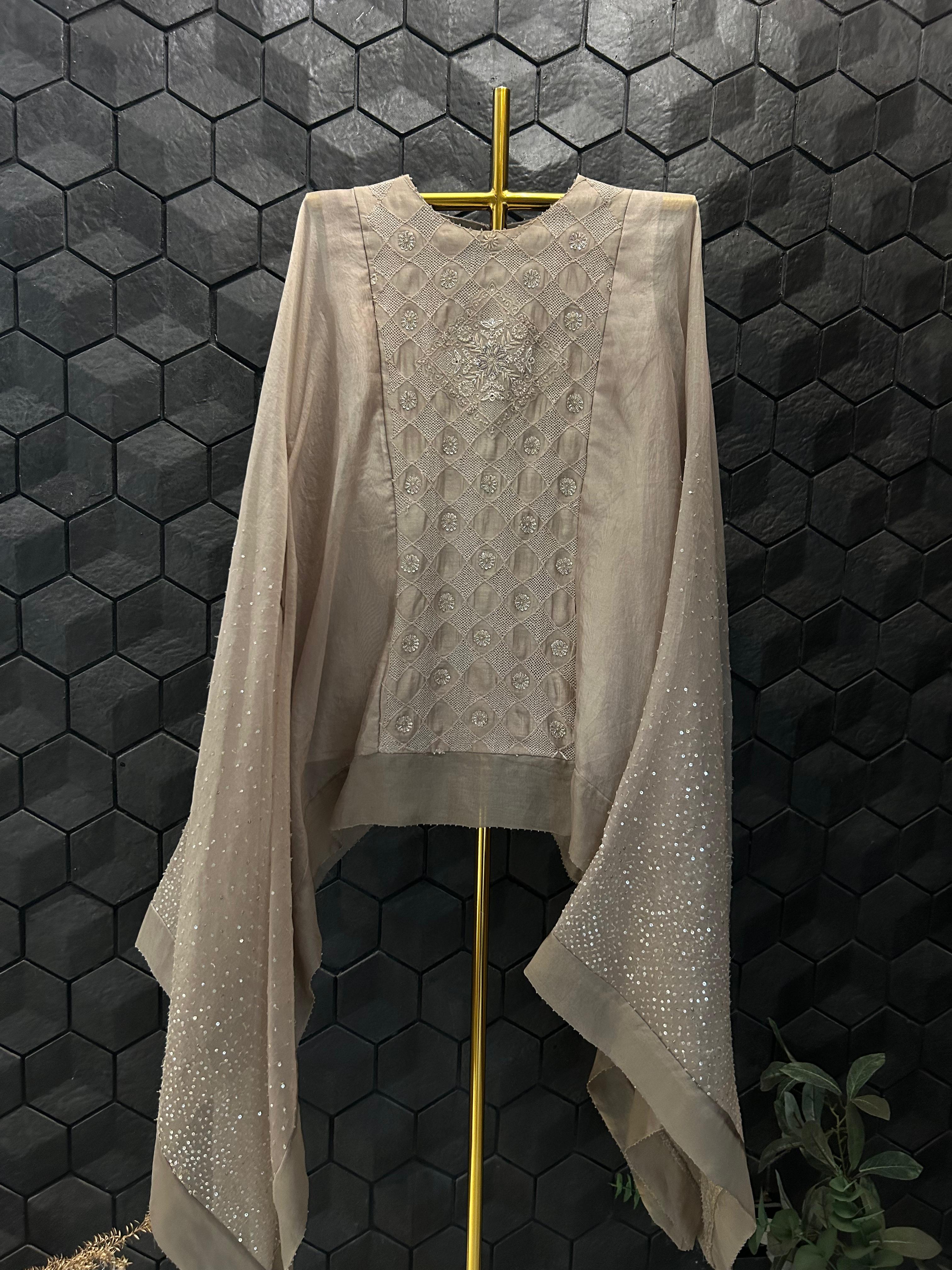 Premium Brown Long Sleeves Sharara Set