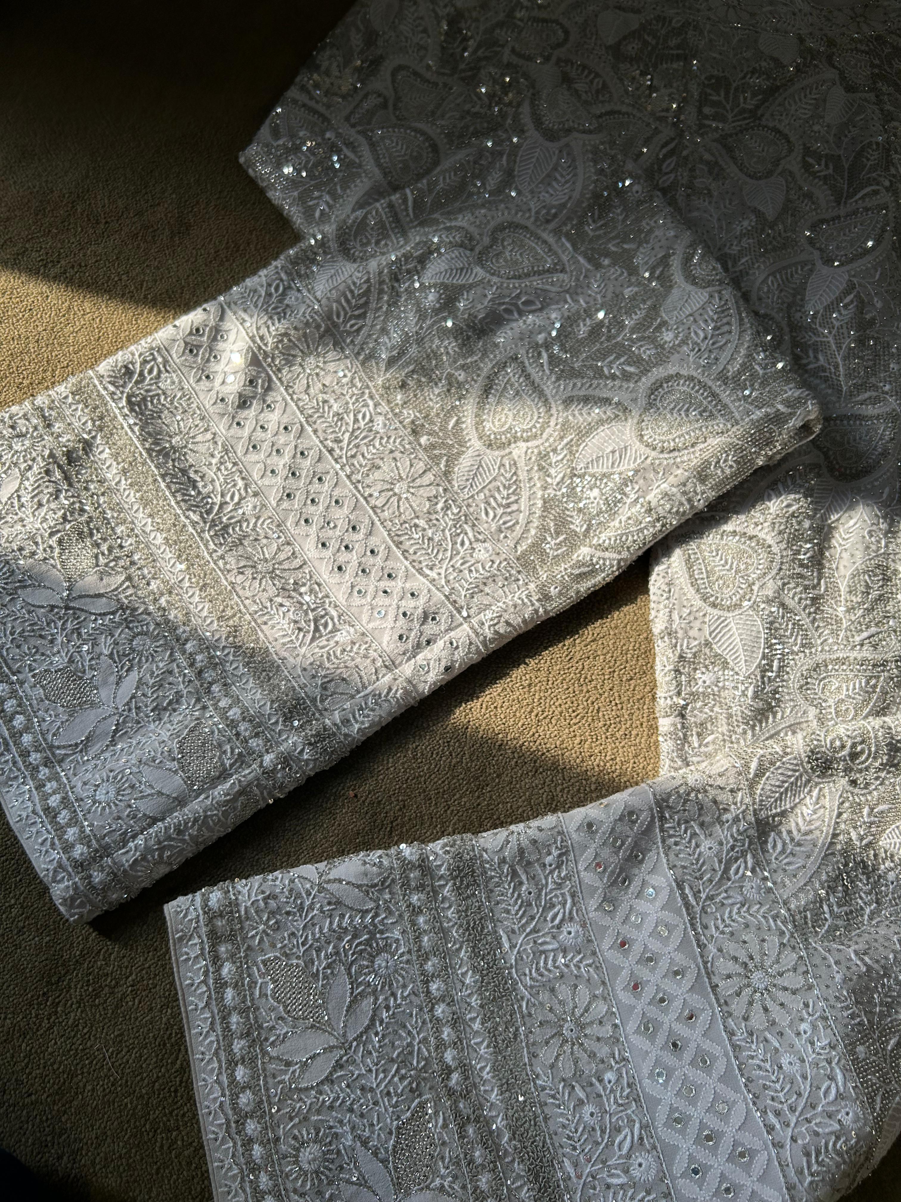 Premium Metallic Chikankari Blazer Set