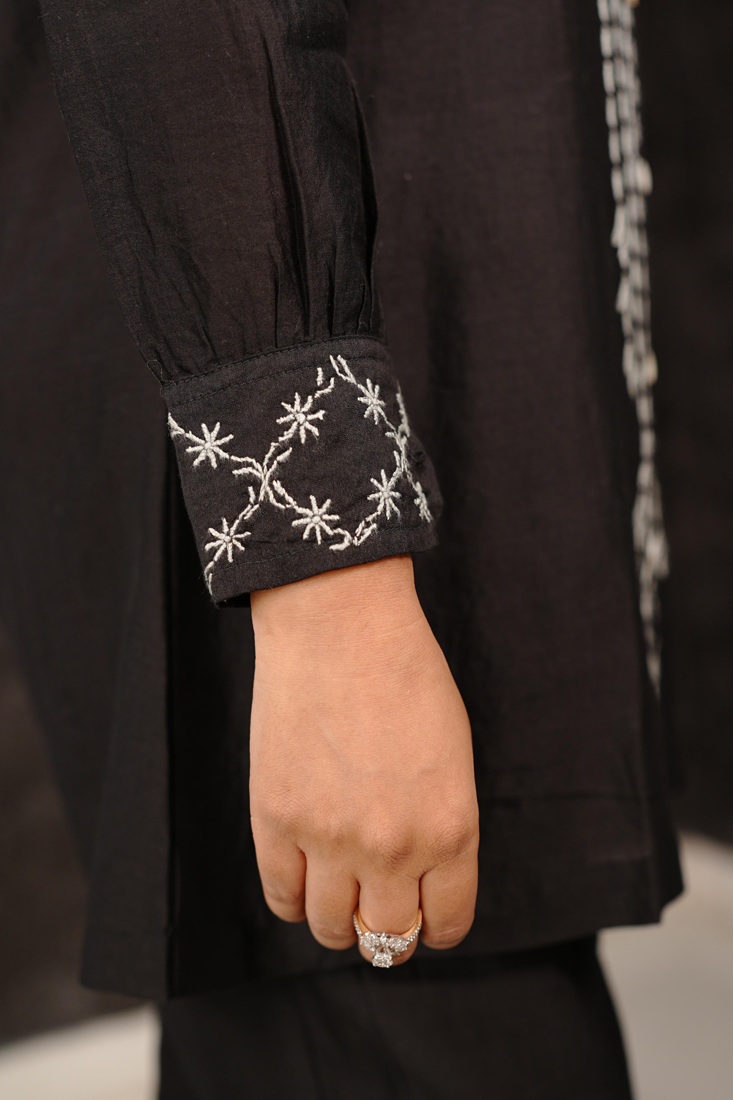 Black Chanderi Chikankari Co-ord sets