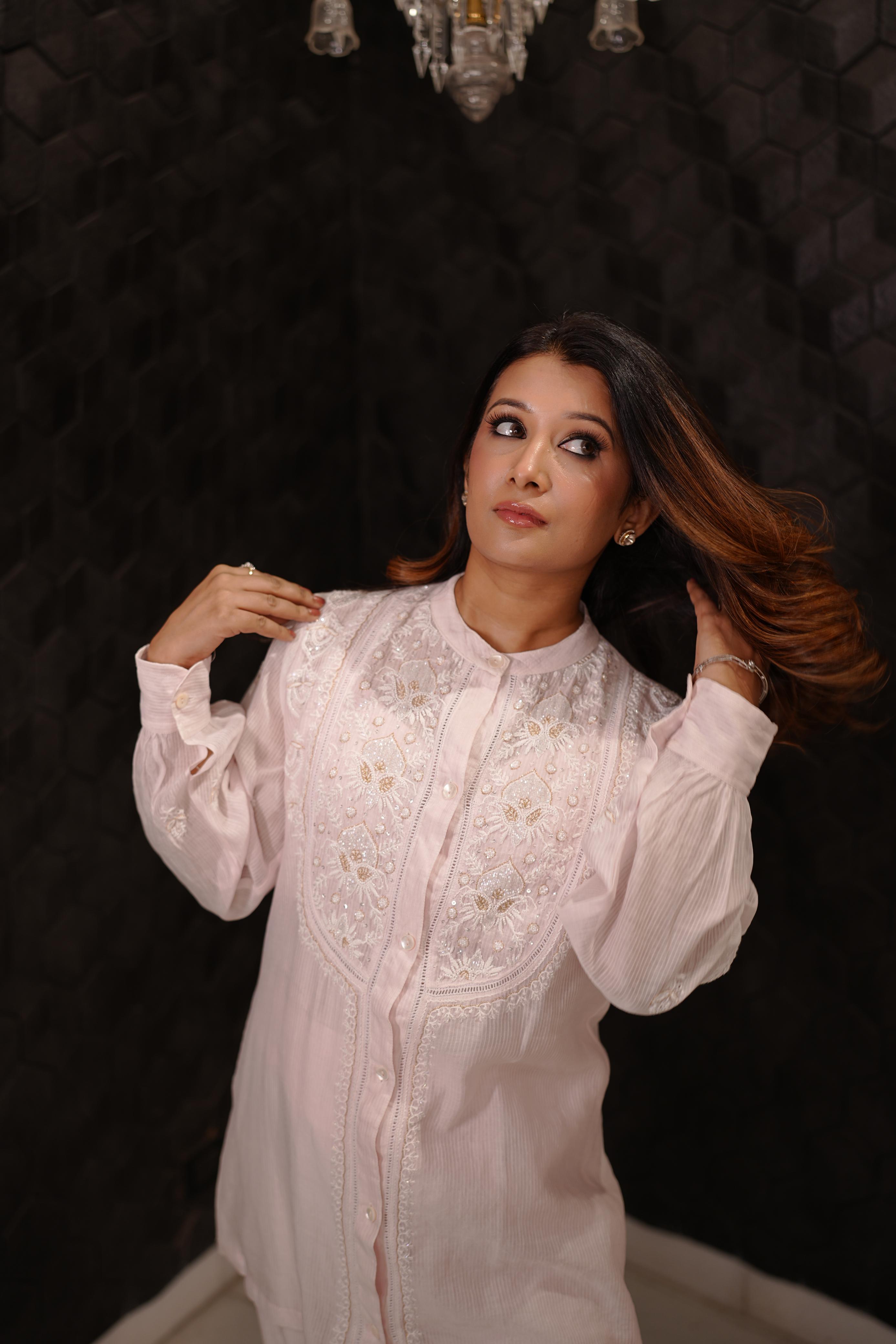 Pink Maheshwari Chikankari Co-ord sets