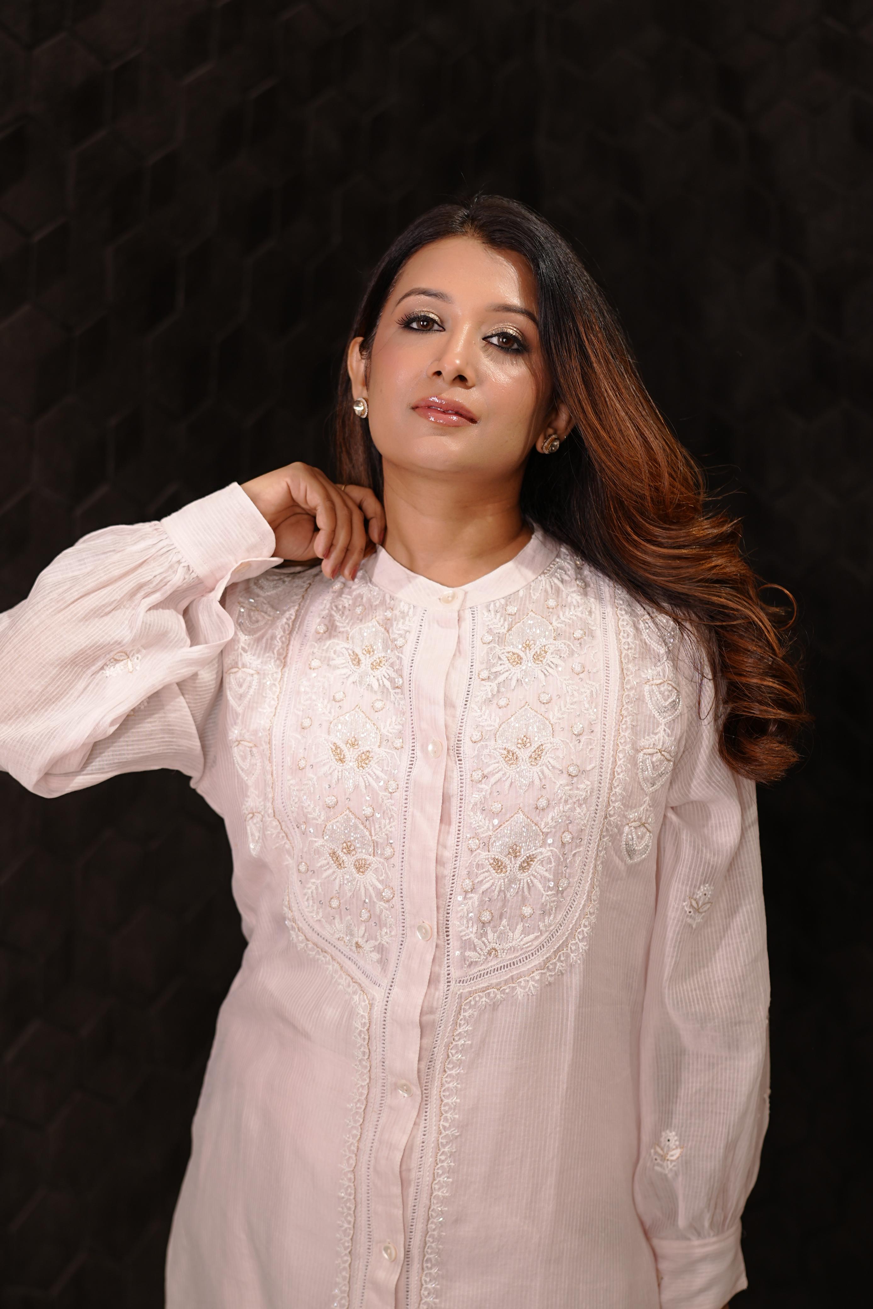 Pink Maheshwari Chikankari Co-ord sets