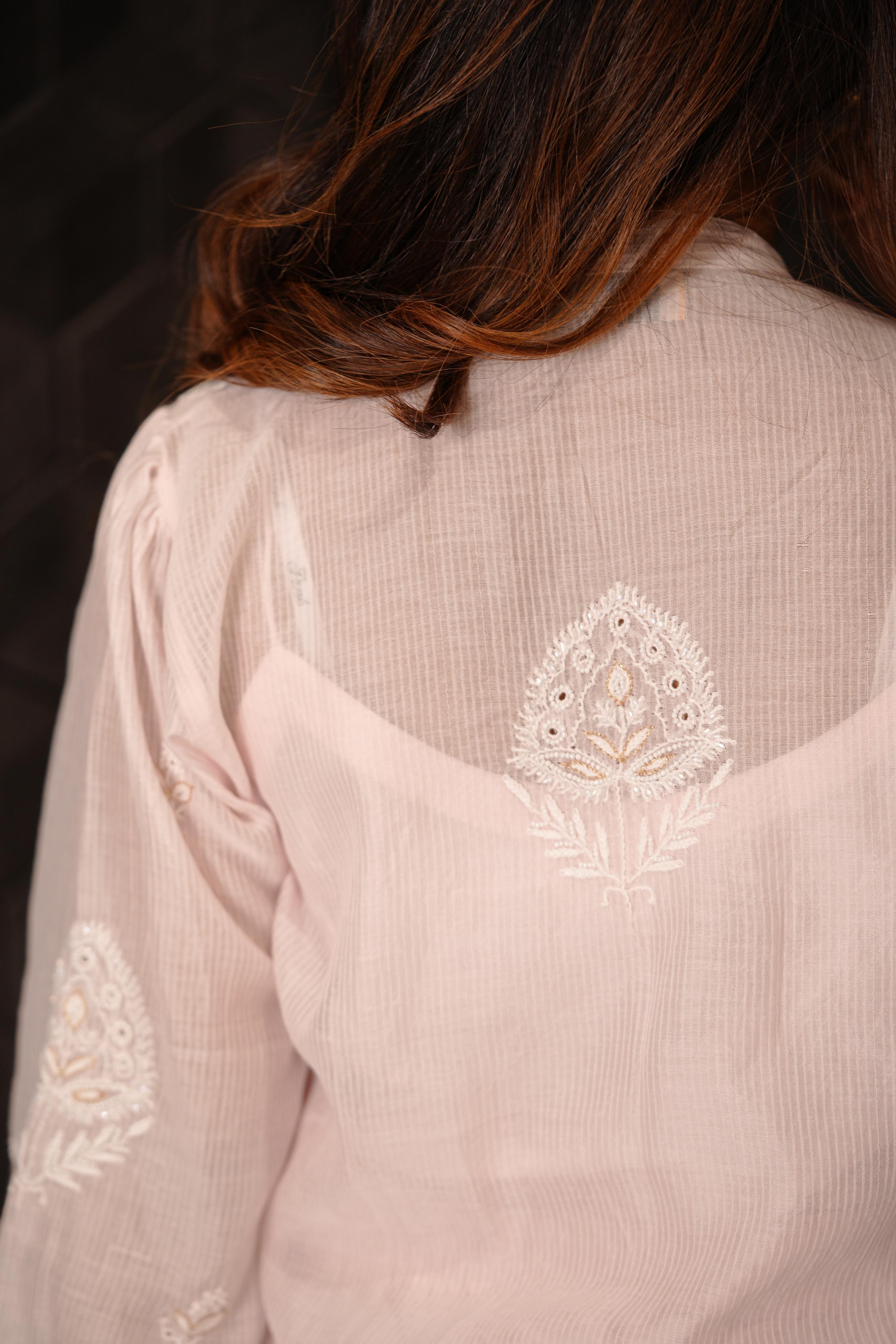 Pink Maheshwari Chikankari Co-ord sets