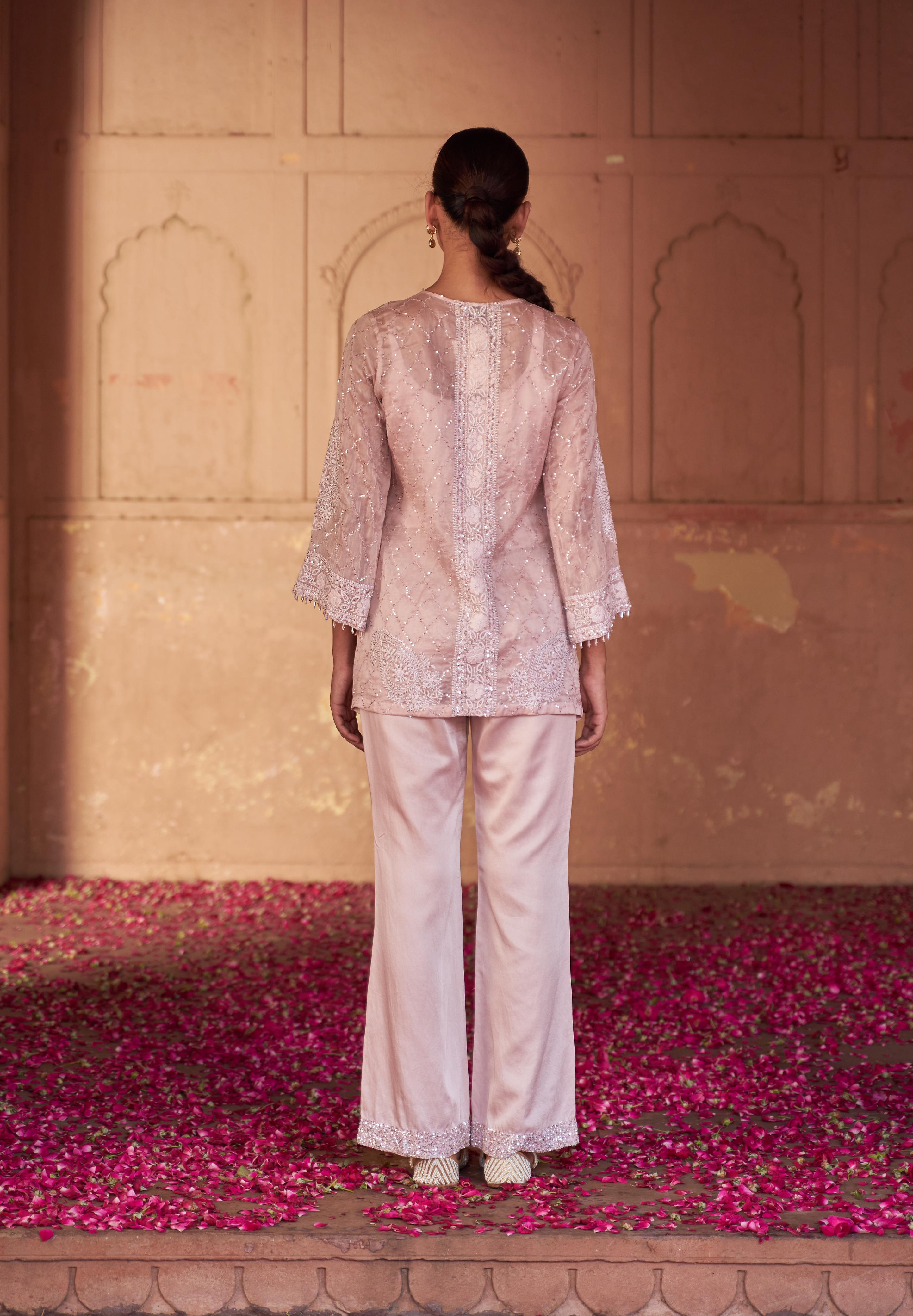 Pink Pakistani Organza Co-ord sets