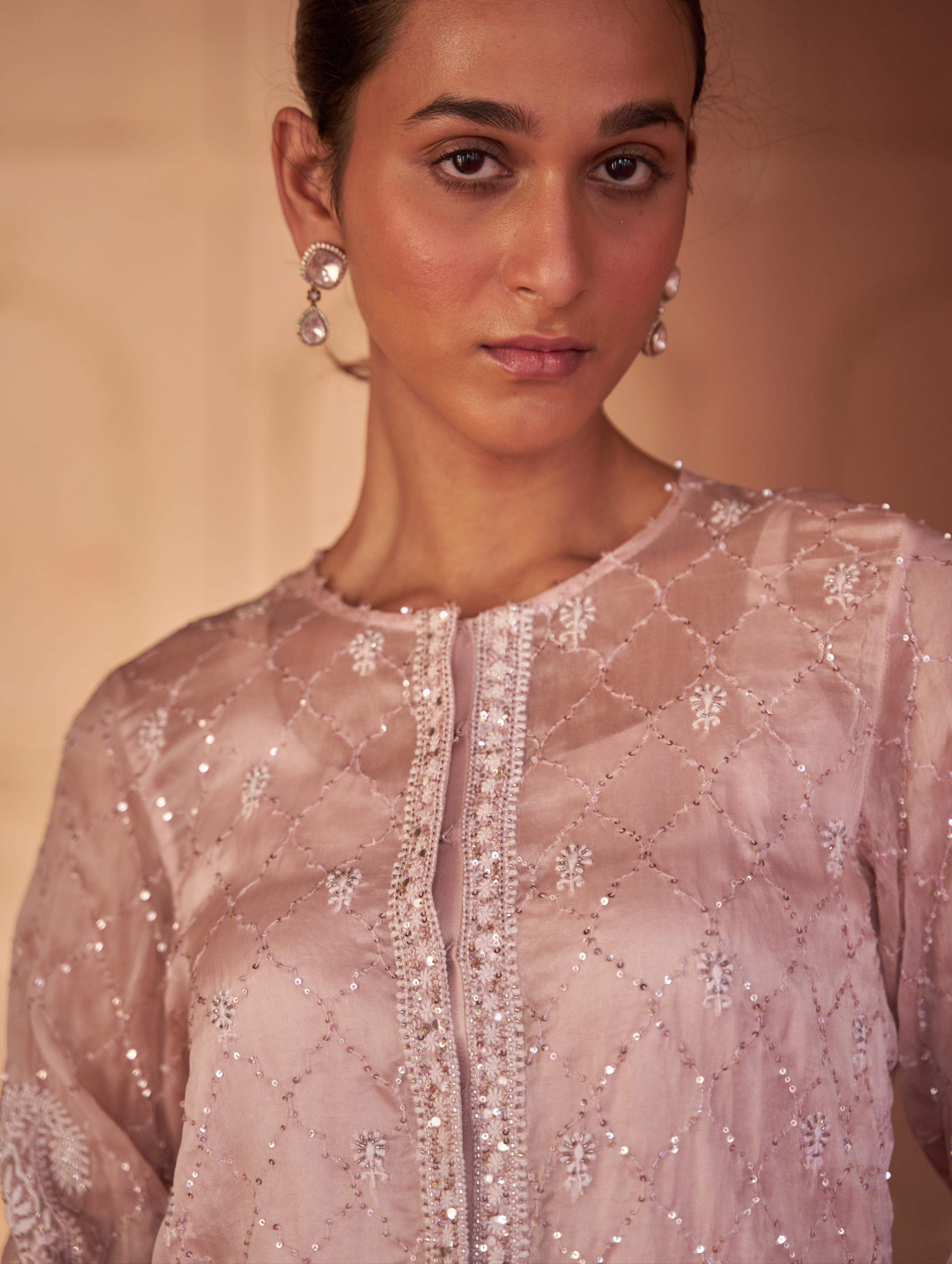 Pink Pakistani Organza Co-ord sets