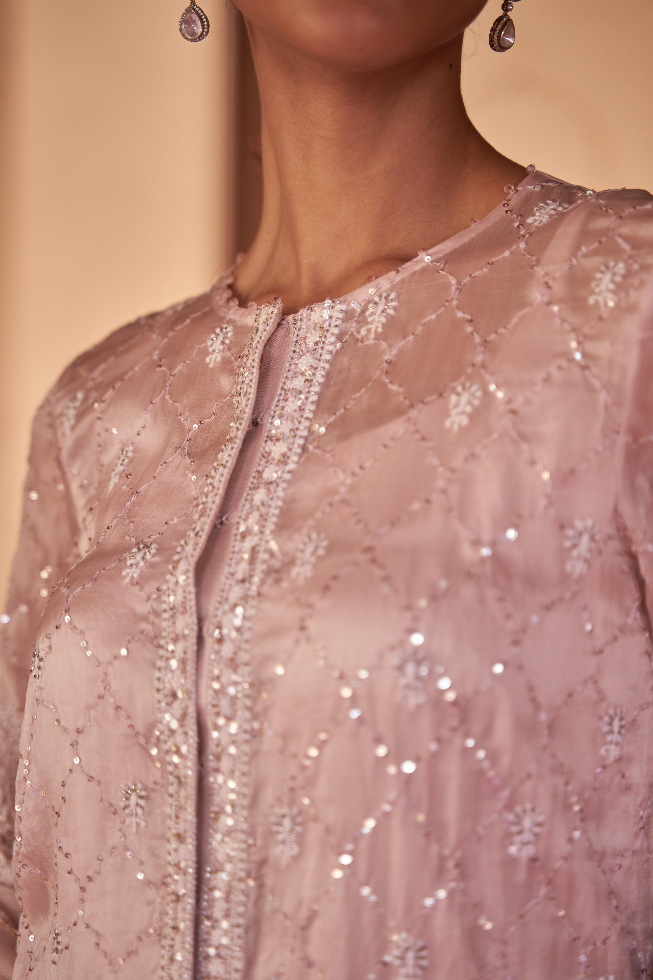 Pink Pakistani Organza Co-ord sets