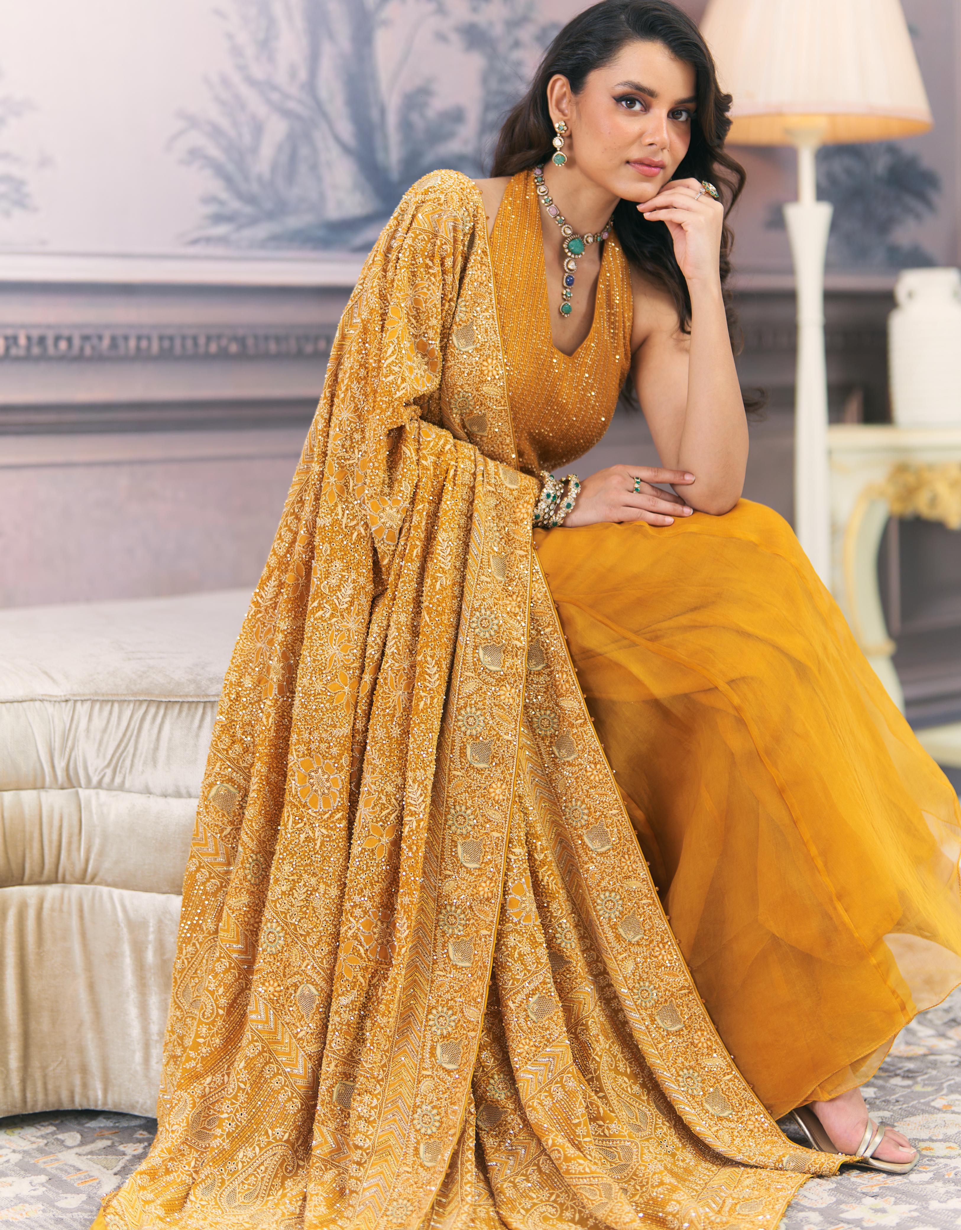 Amber Dusk statement heavy Dupatta Set