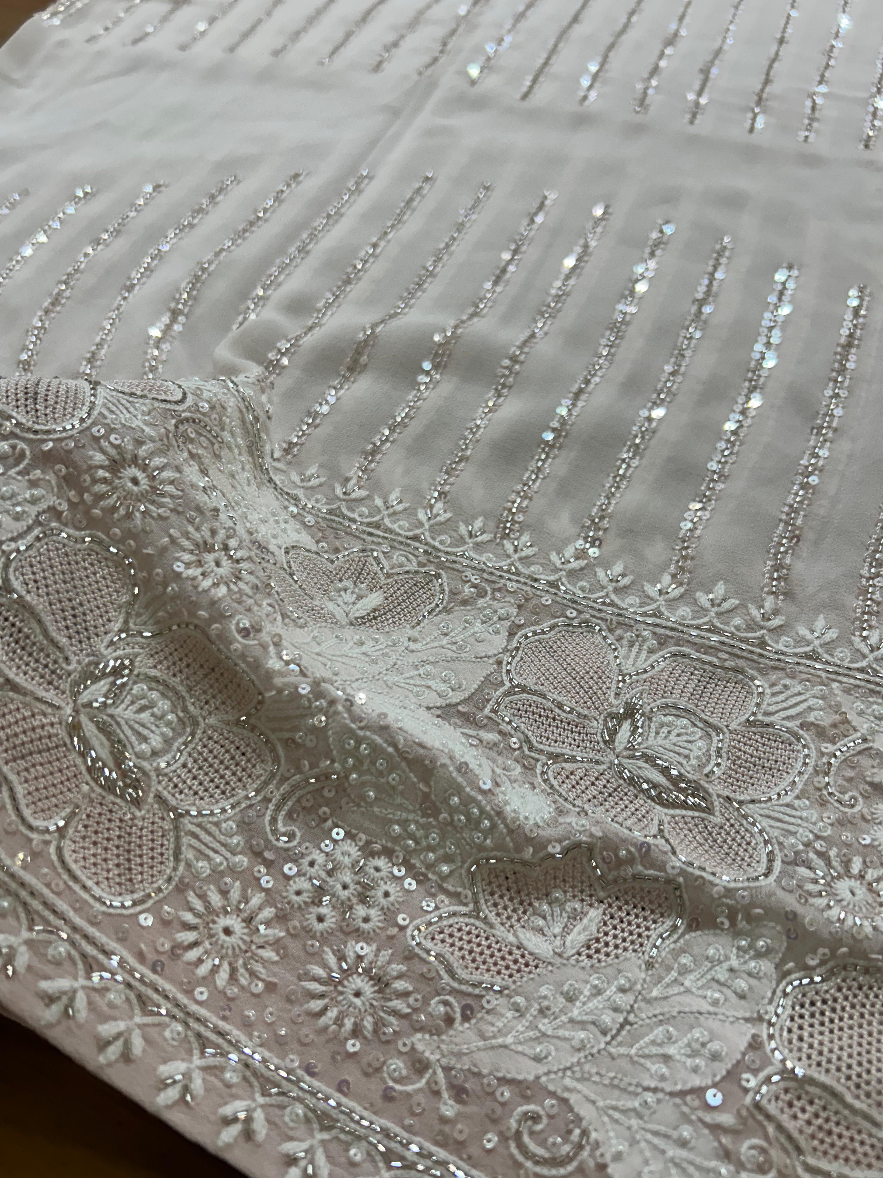Statement Chikankari Border Saree