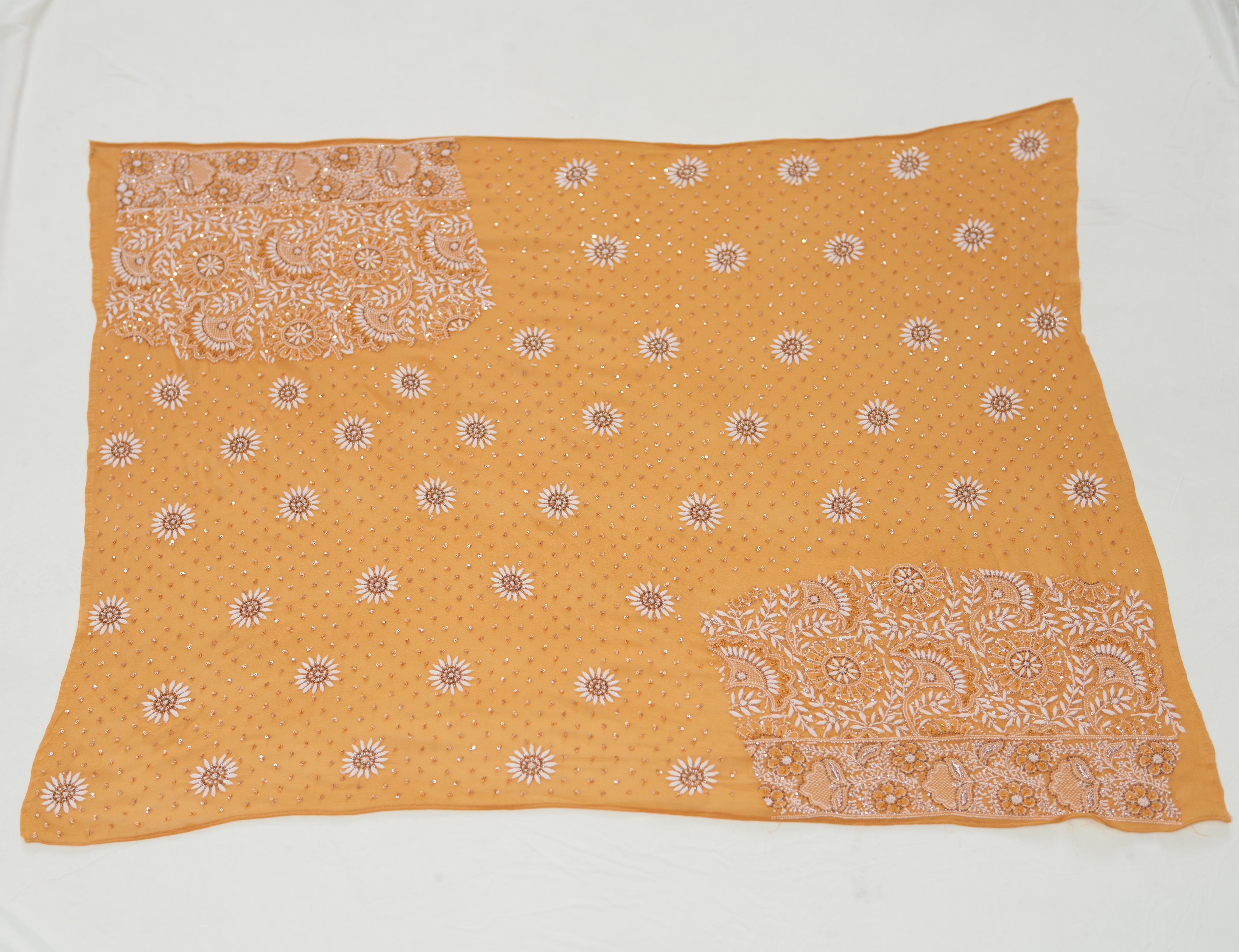 Amber Chikankari Leheriya Saree