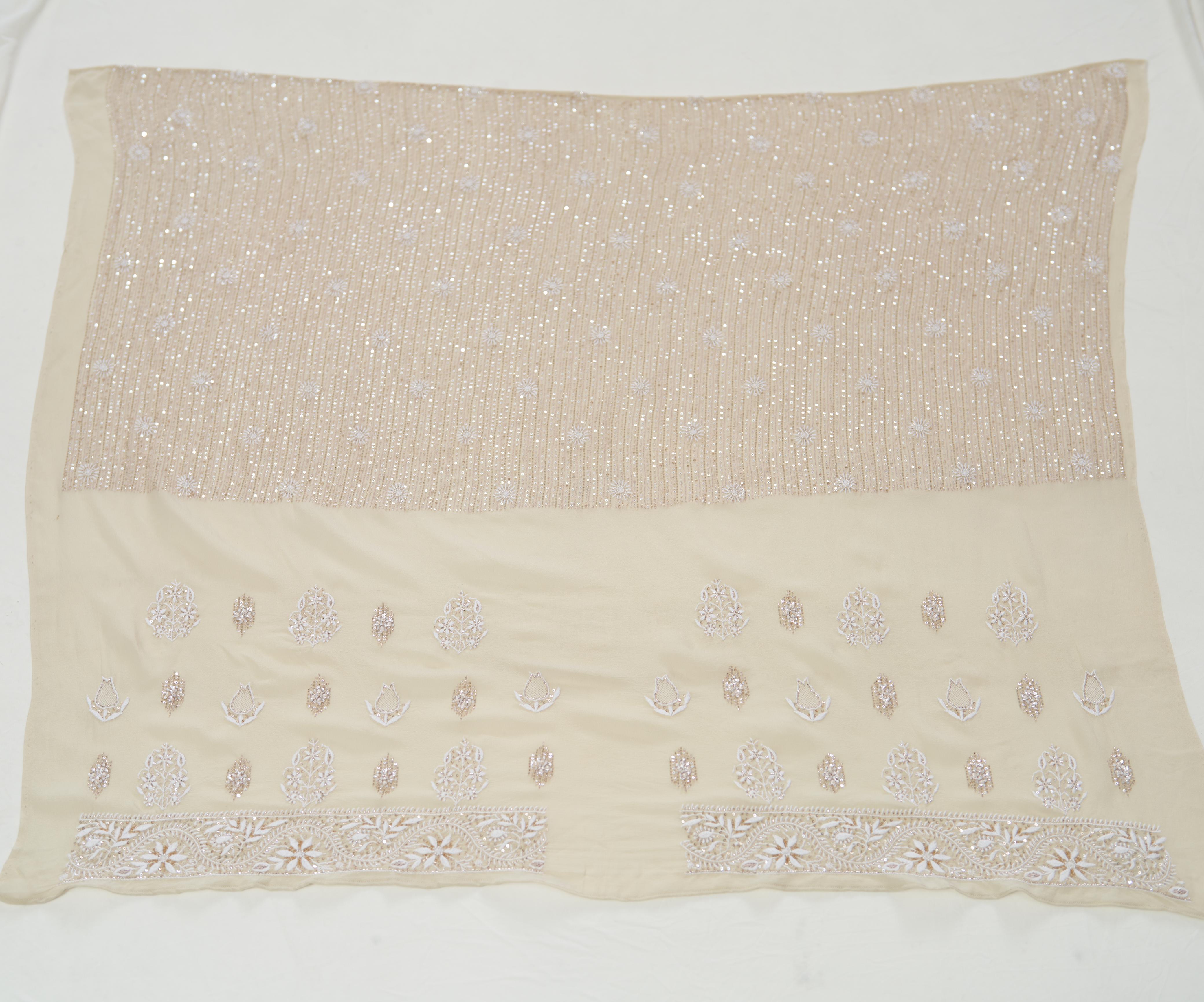Beige Ek-Taar Chikankari Saree