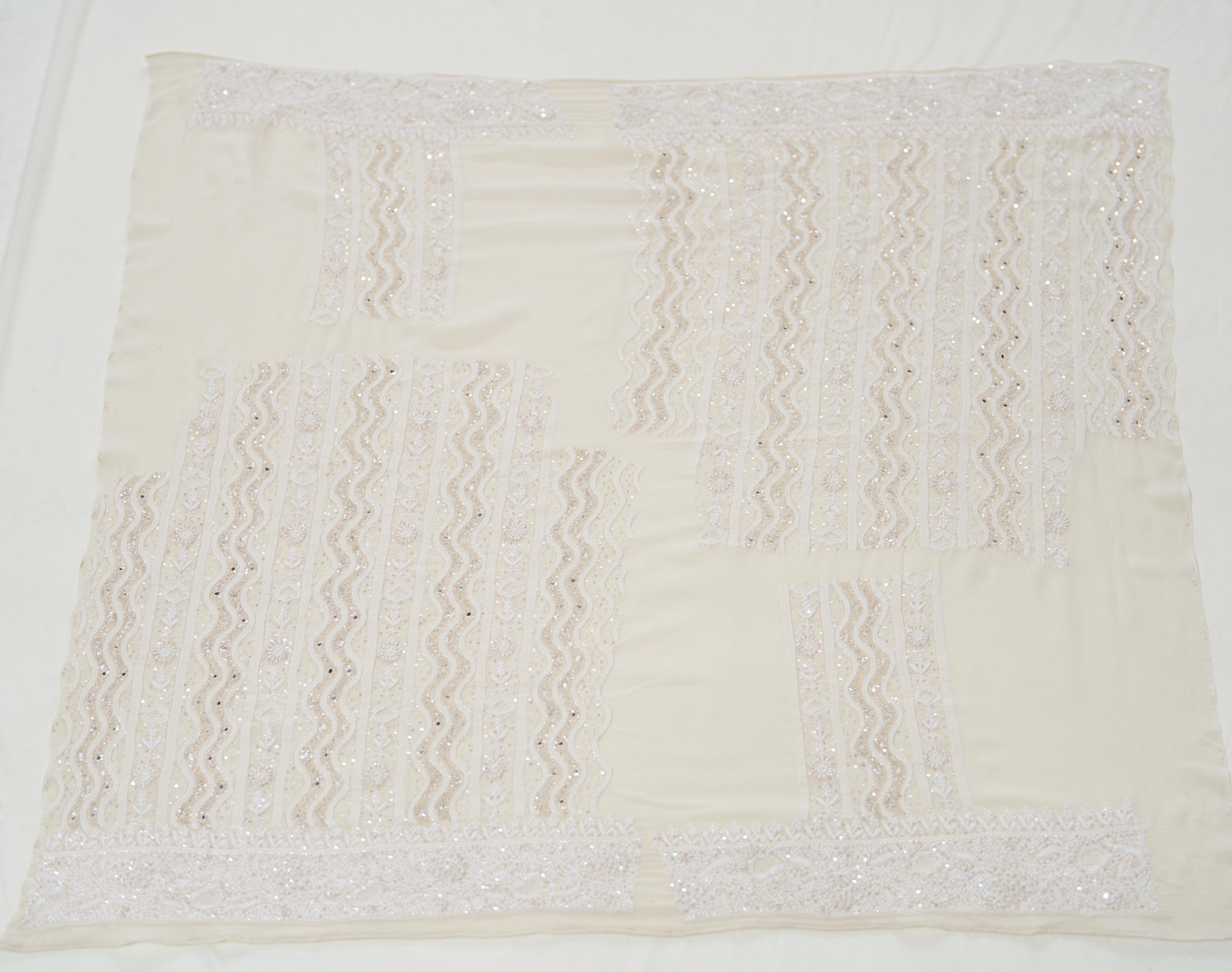 Classic Ivory Hand Embroidered Chikankari Saree