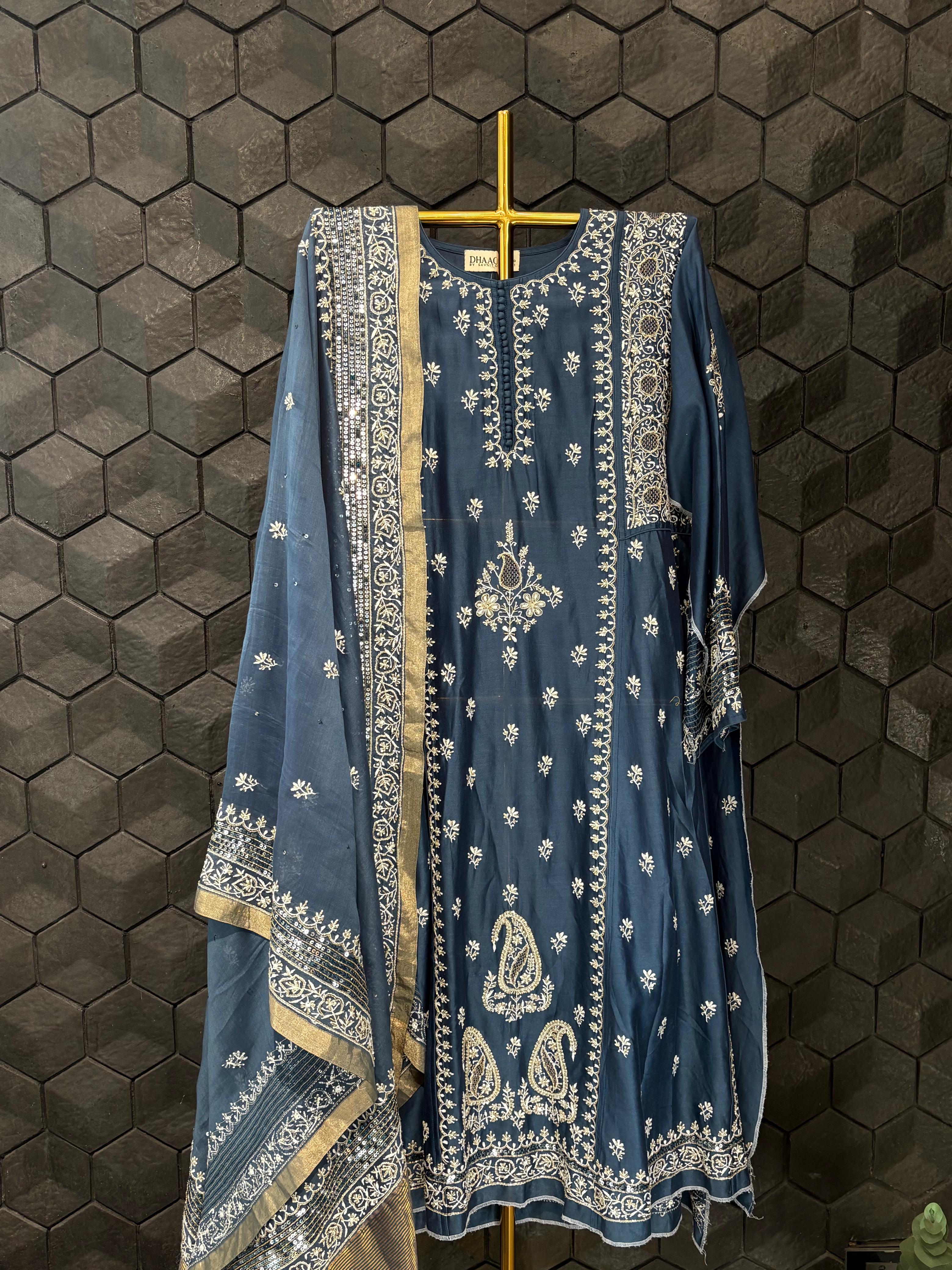 Cobalt Blue Chanderi kurta set