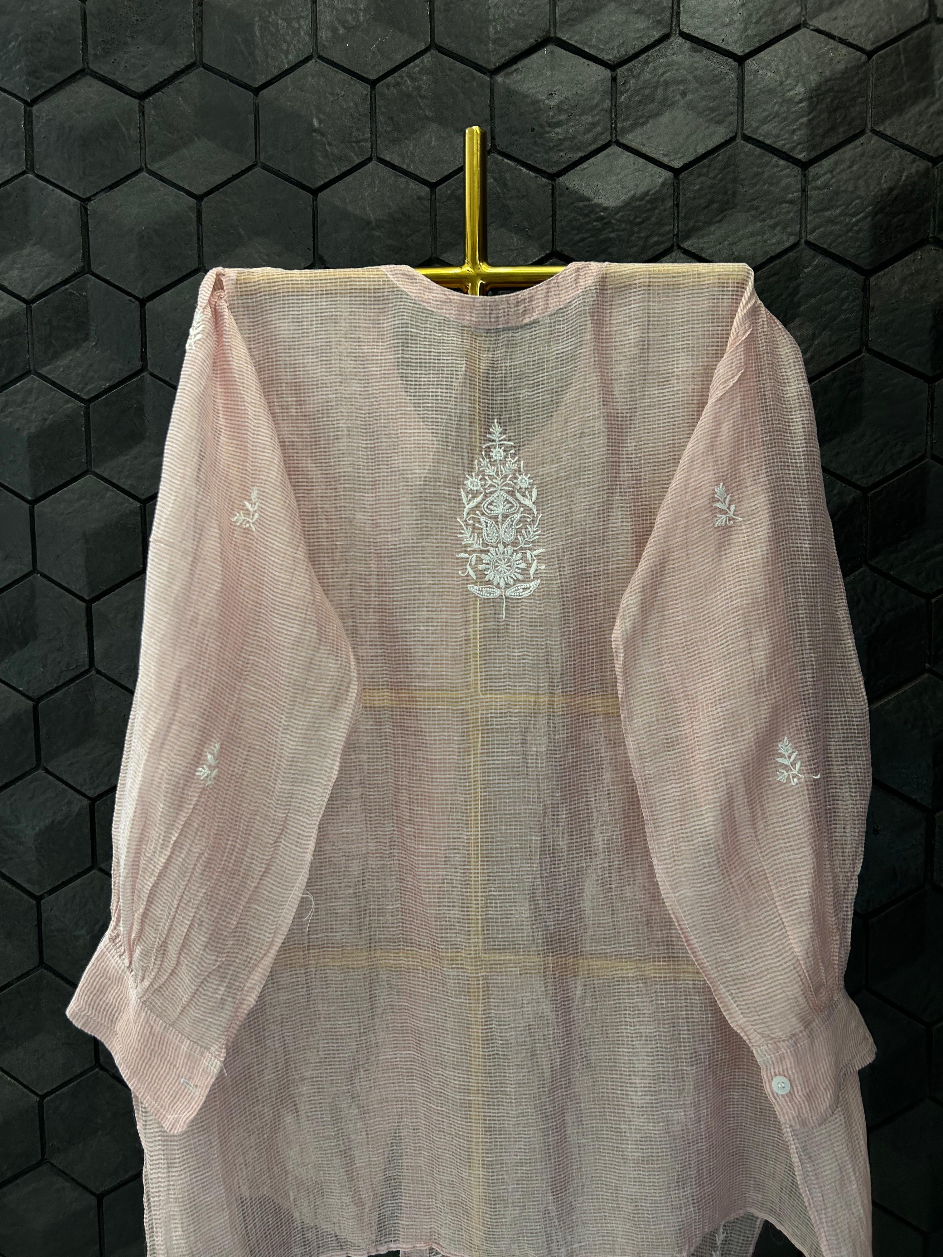 Pink tissue kota chikankari co-ord set