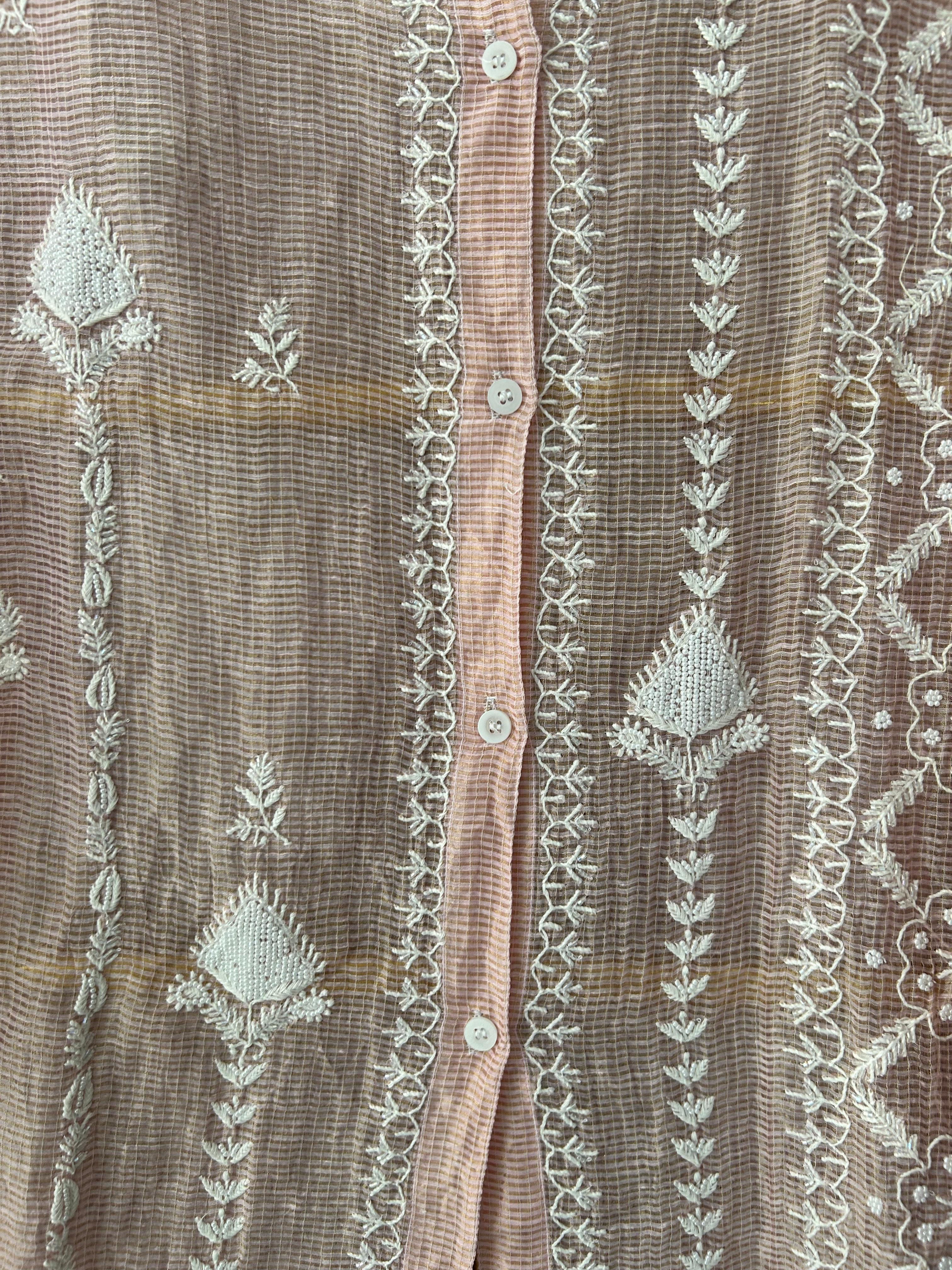 Pink Tissue Kota Chikankari Co-ord Set