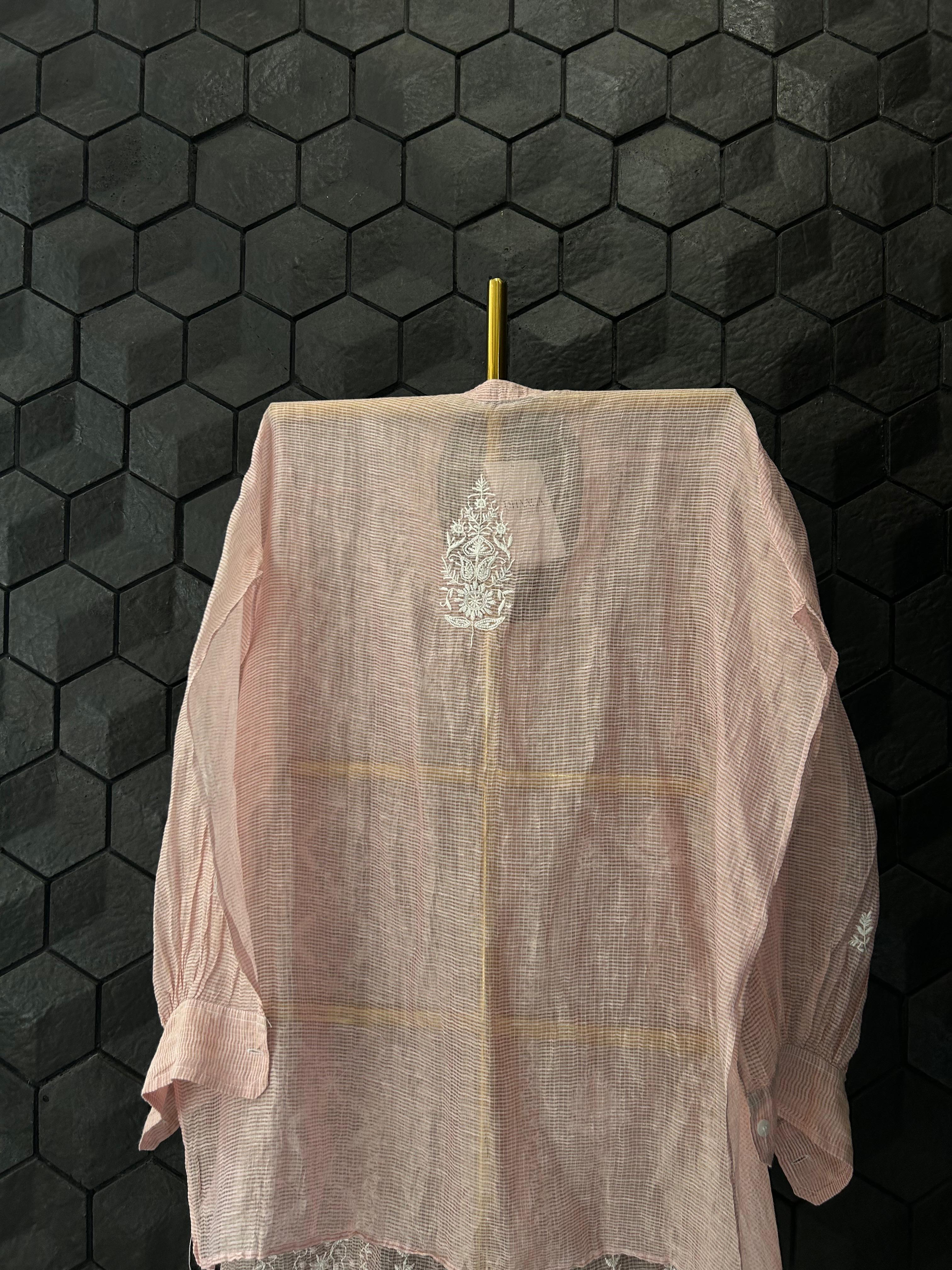 Pink Tissue Kota Chikankari Co-ord Set