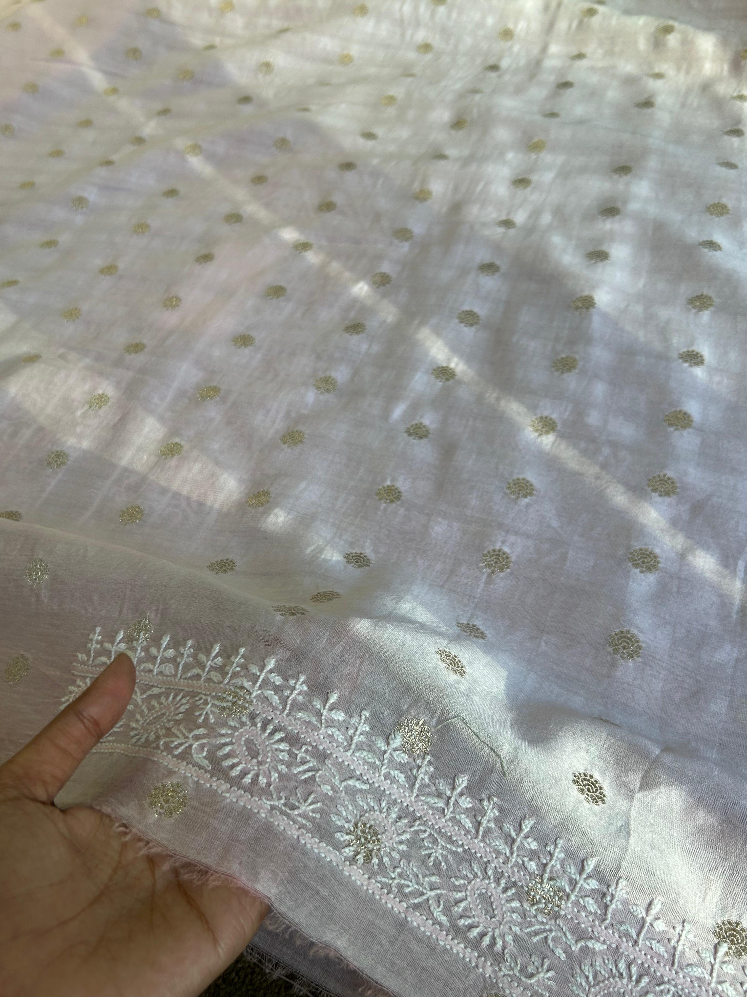 Pink Chanderi Chikankari Mens Kurta