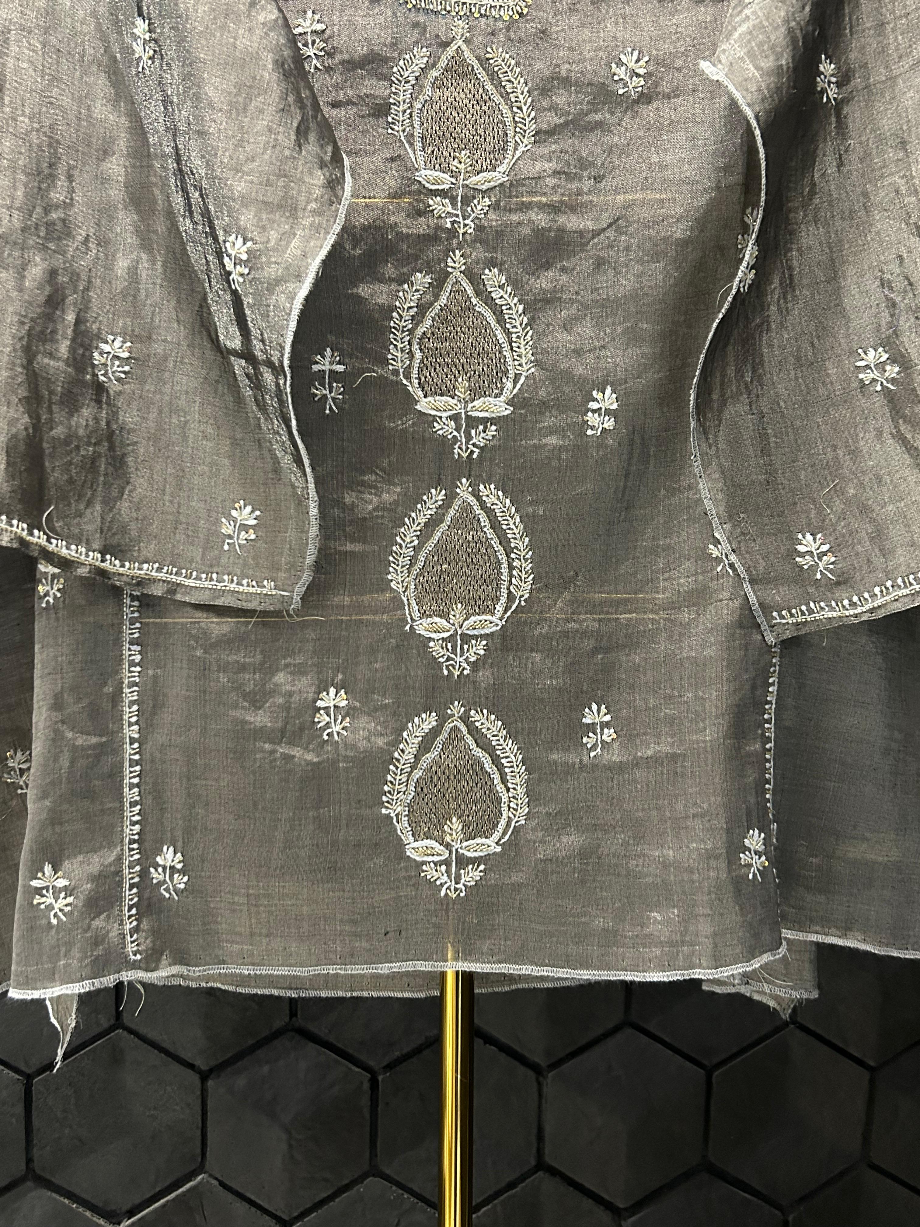 Black Golden Tissue Chikankari Co-ord Set