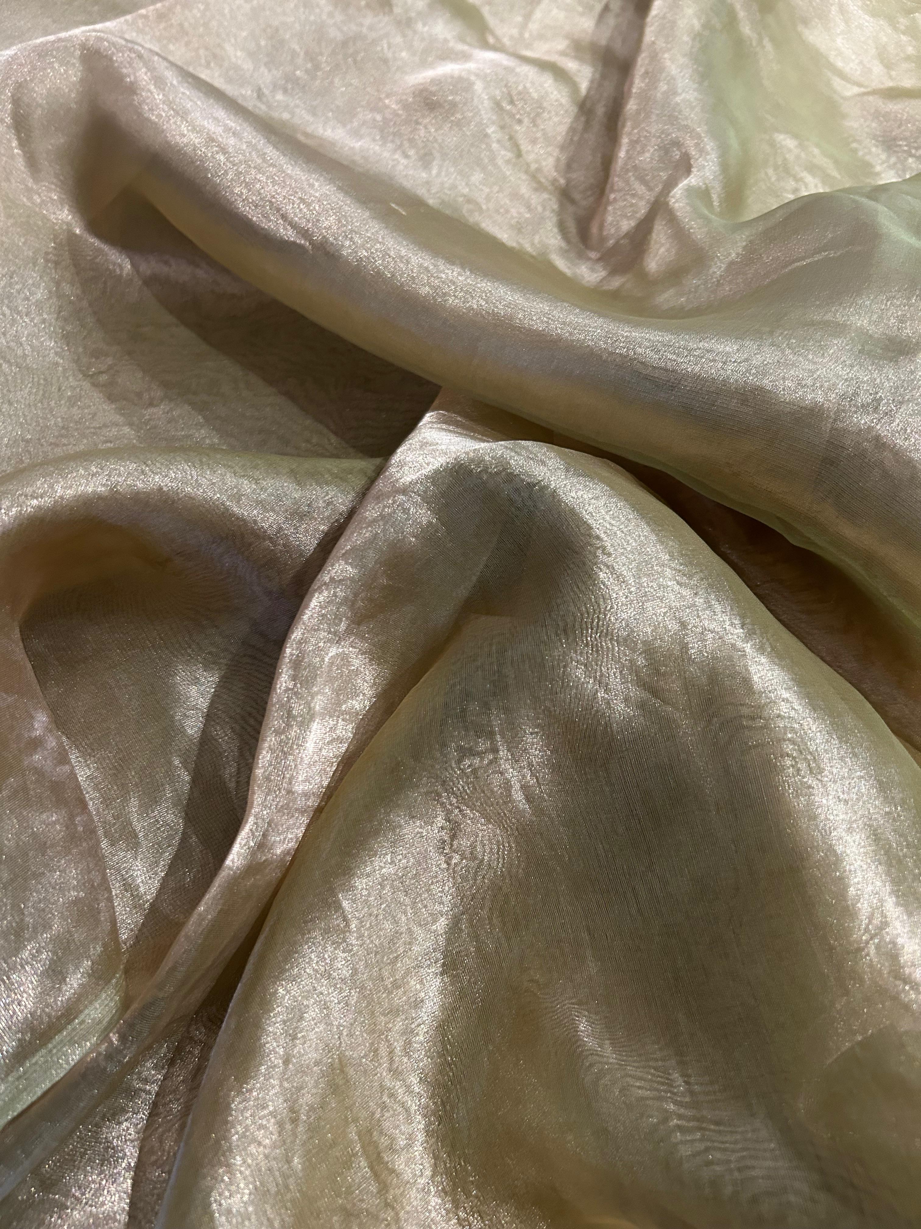 Green Golden Tissue Chikankari Co-ord Set