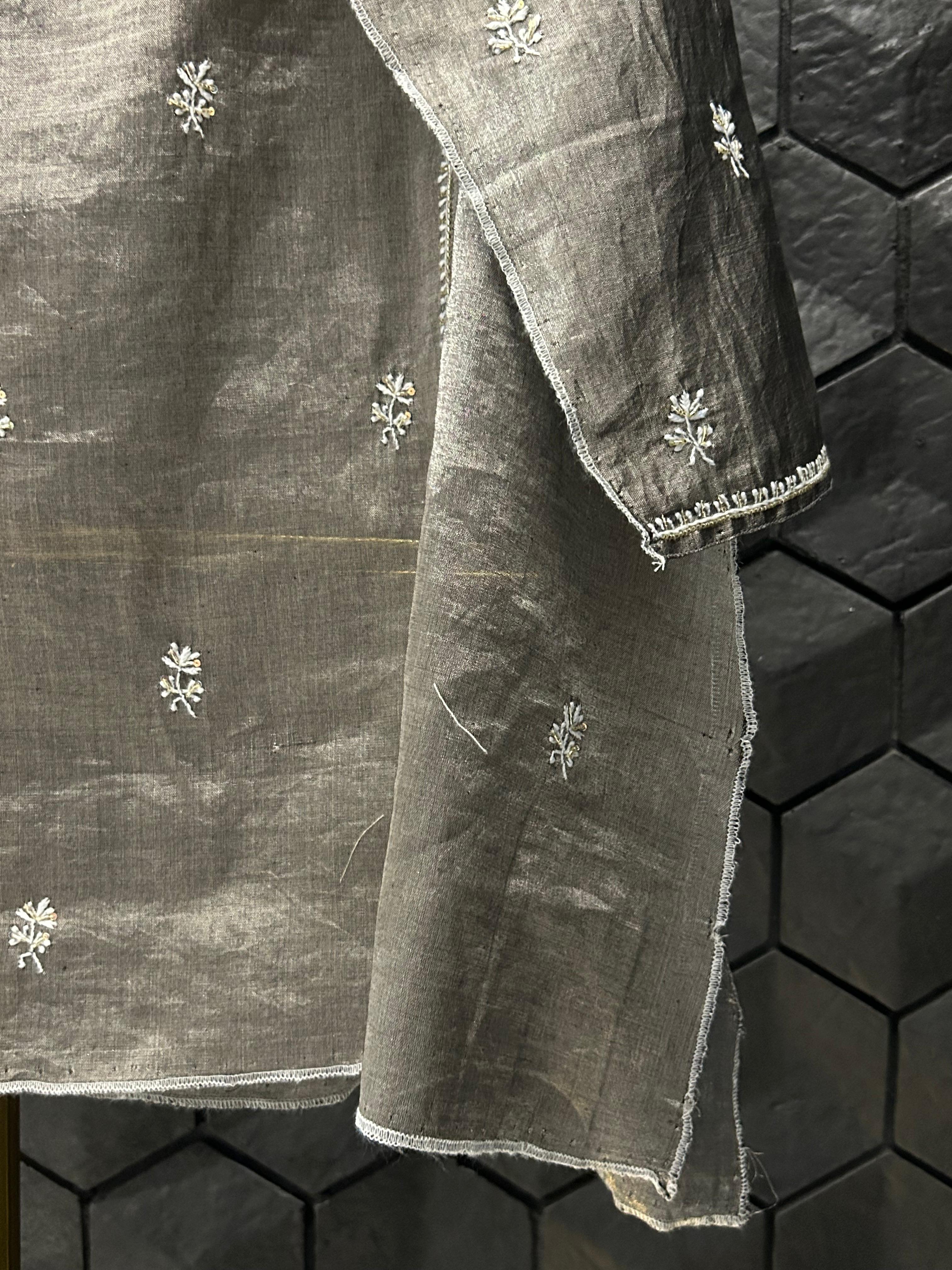Black Golden Tissue Chikankari Co-ord Set