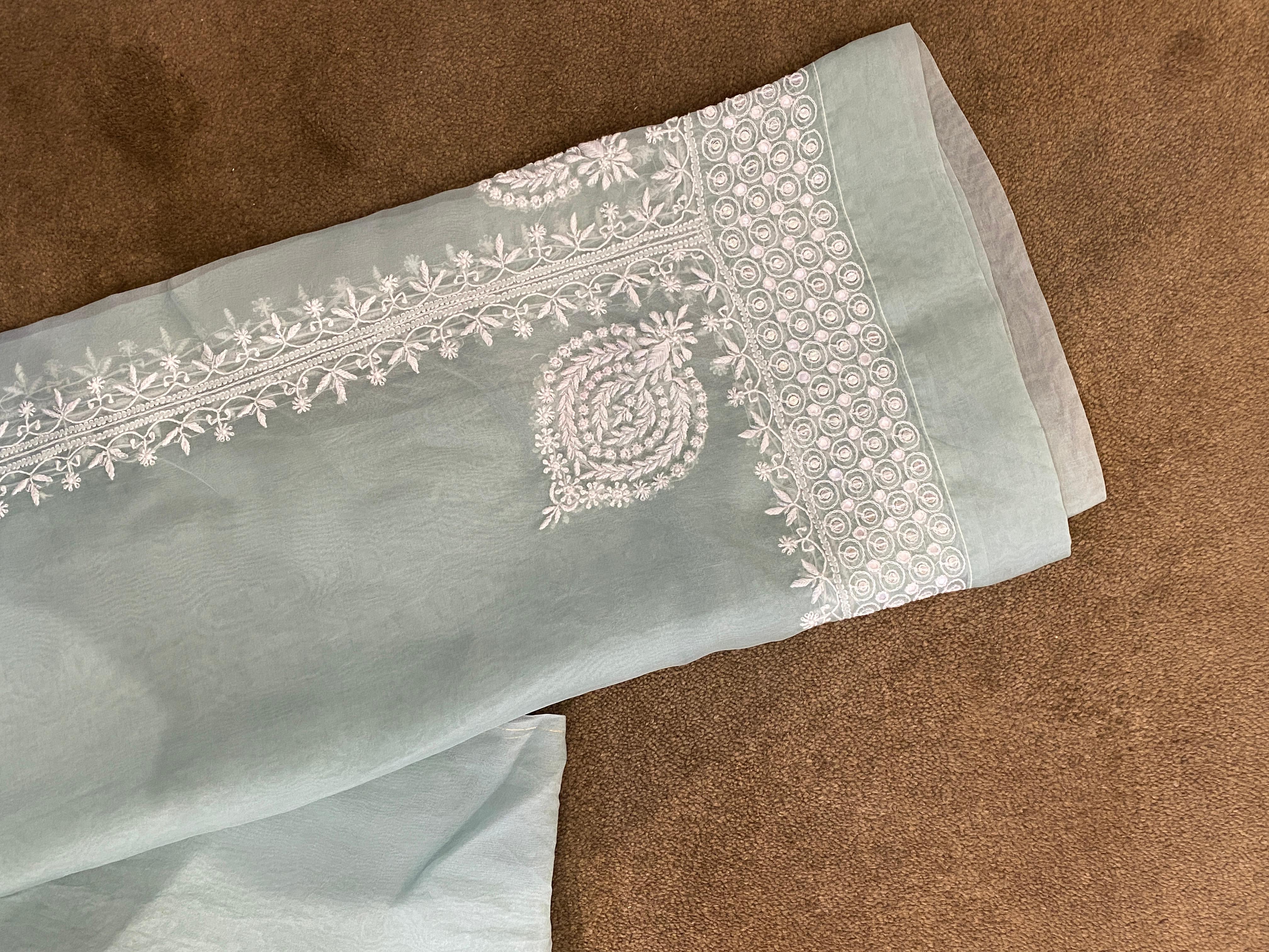 Green Organza Chikankari Co-ord Set