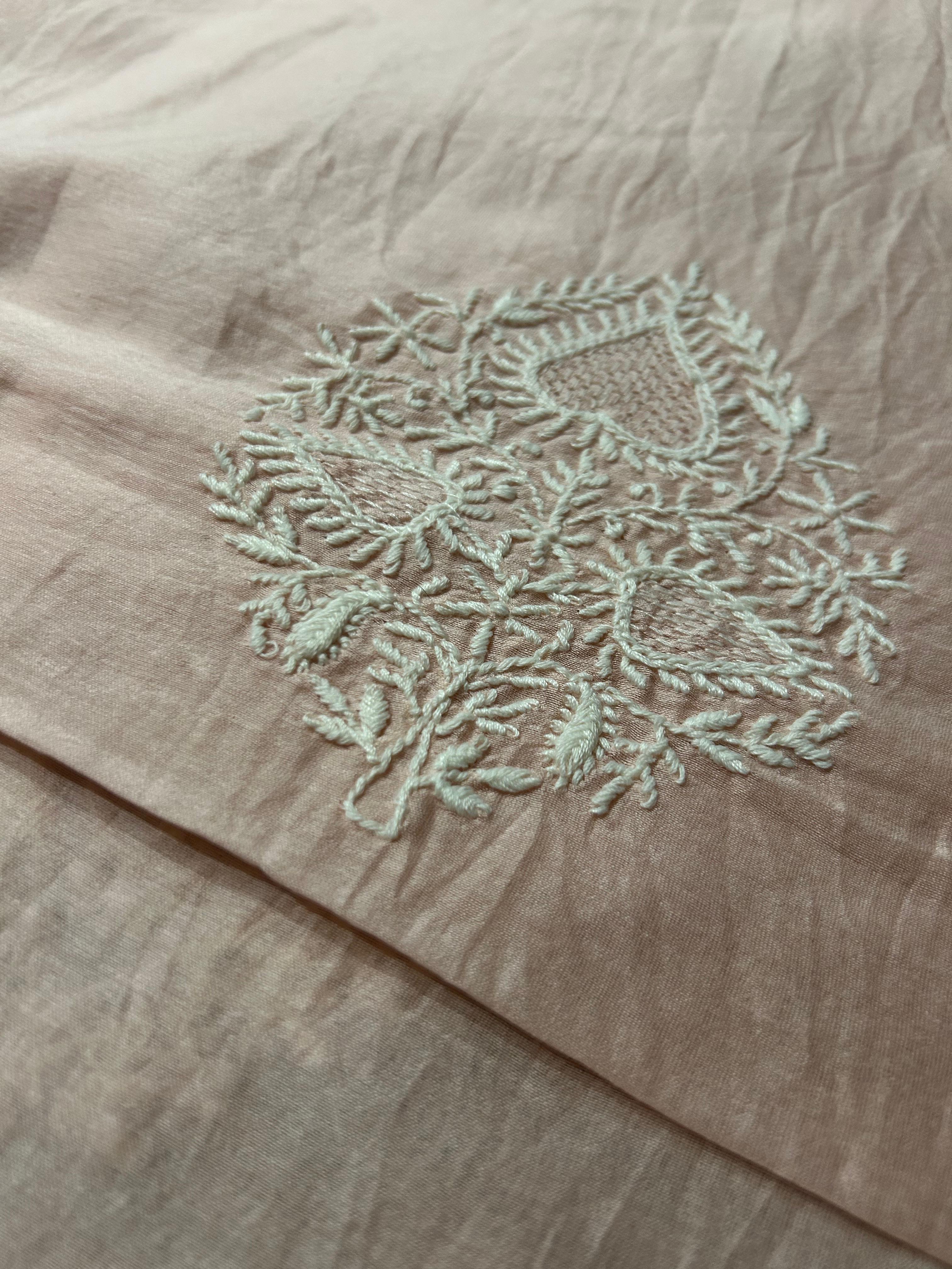 Pink Chanderi Chikankari Mens kurta