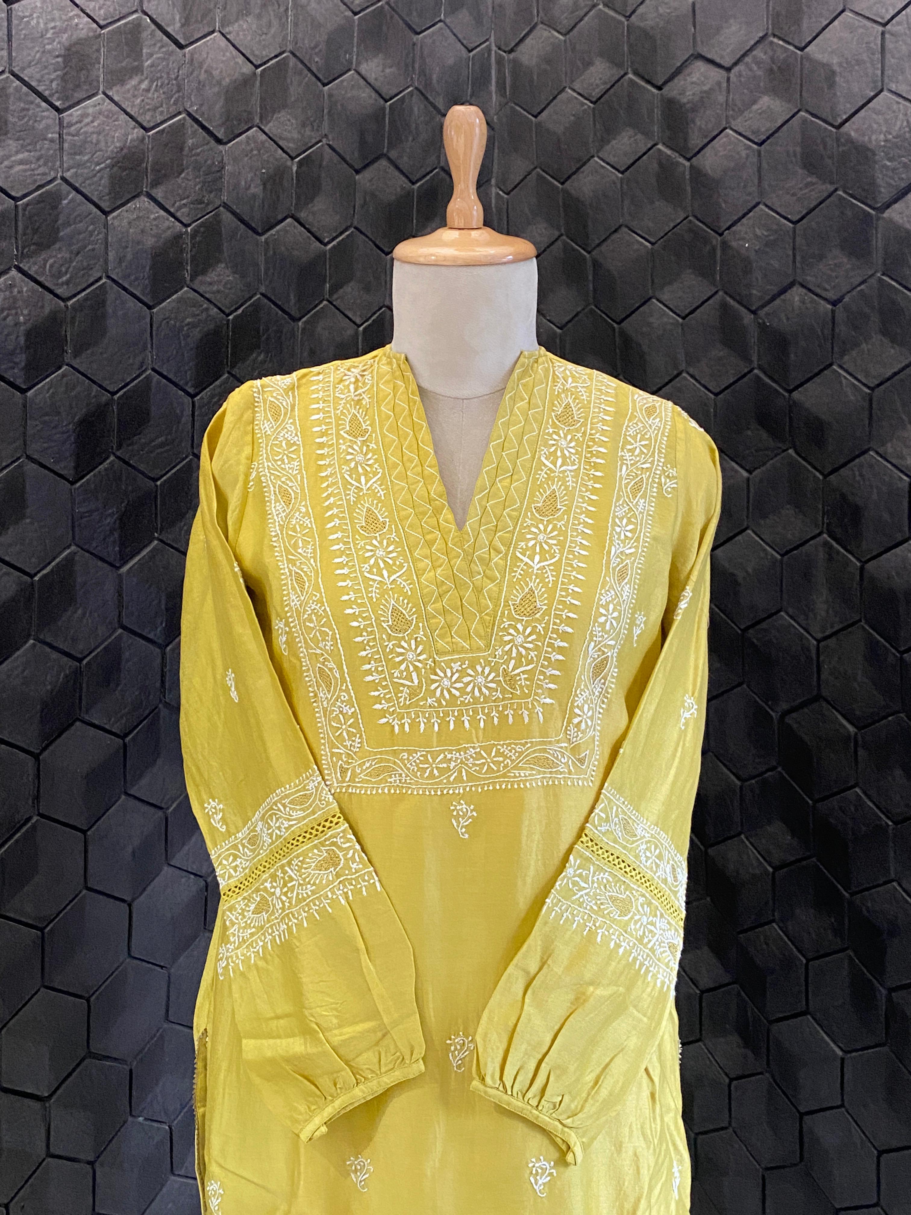 Green Chanderi Chikankari Co-ord Set