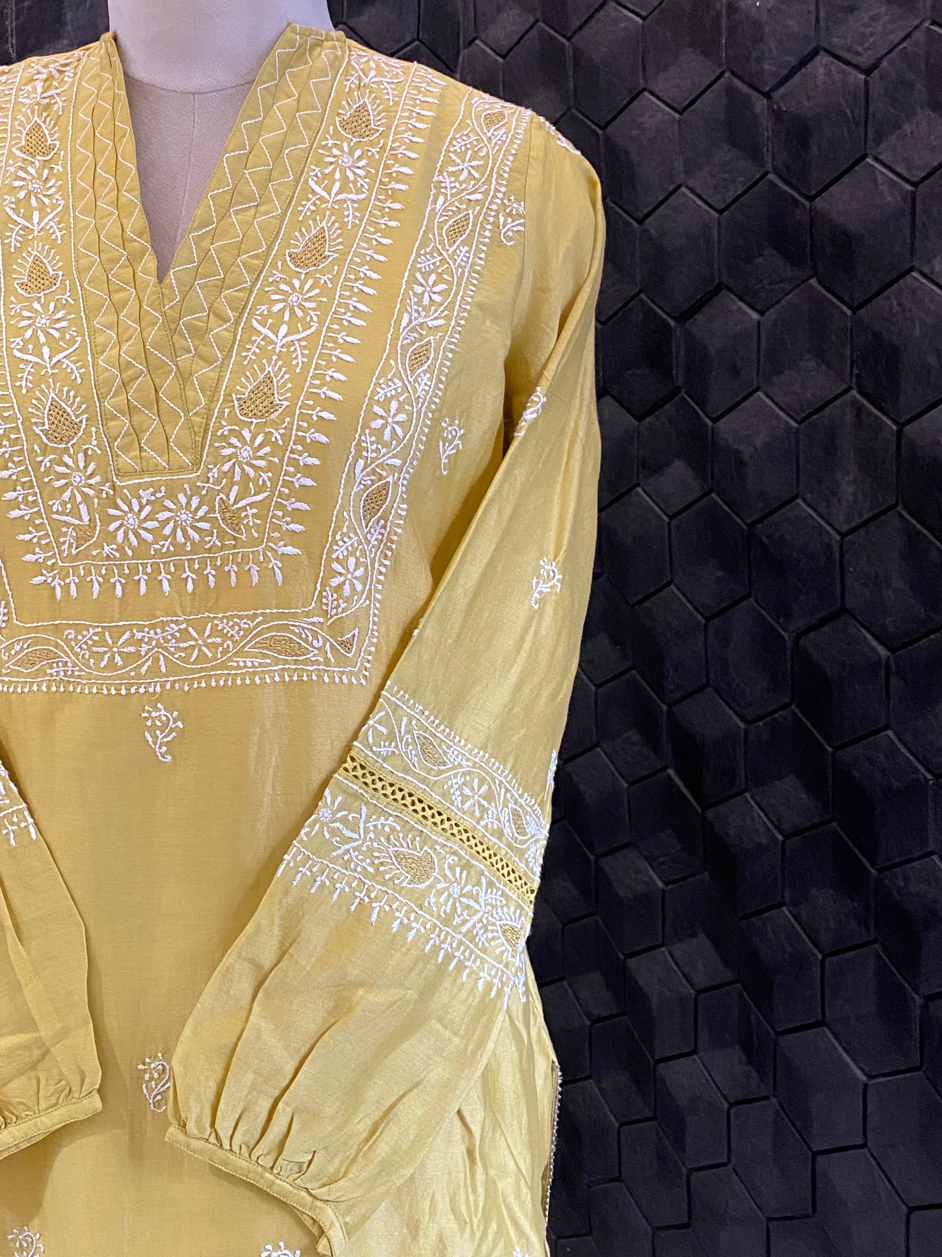 Green Chanderi Chikankari Co-ord Set