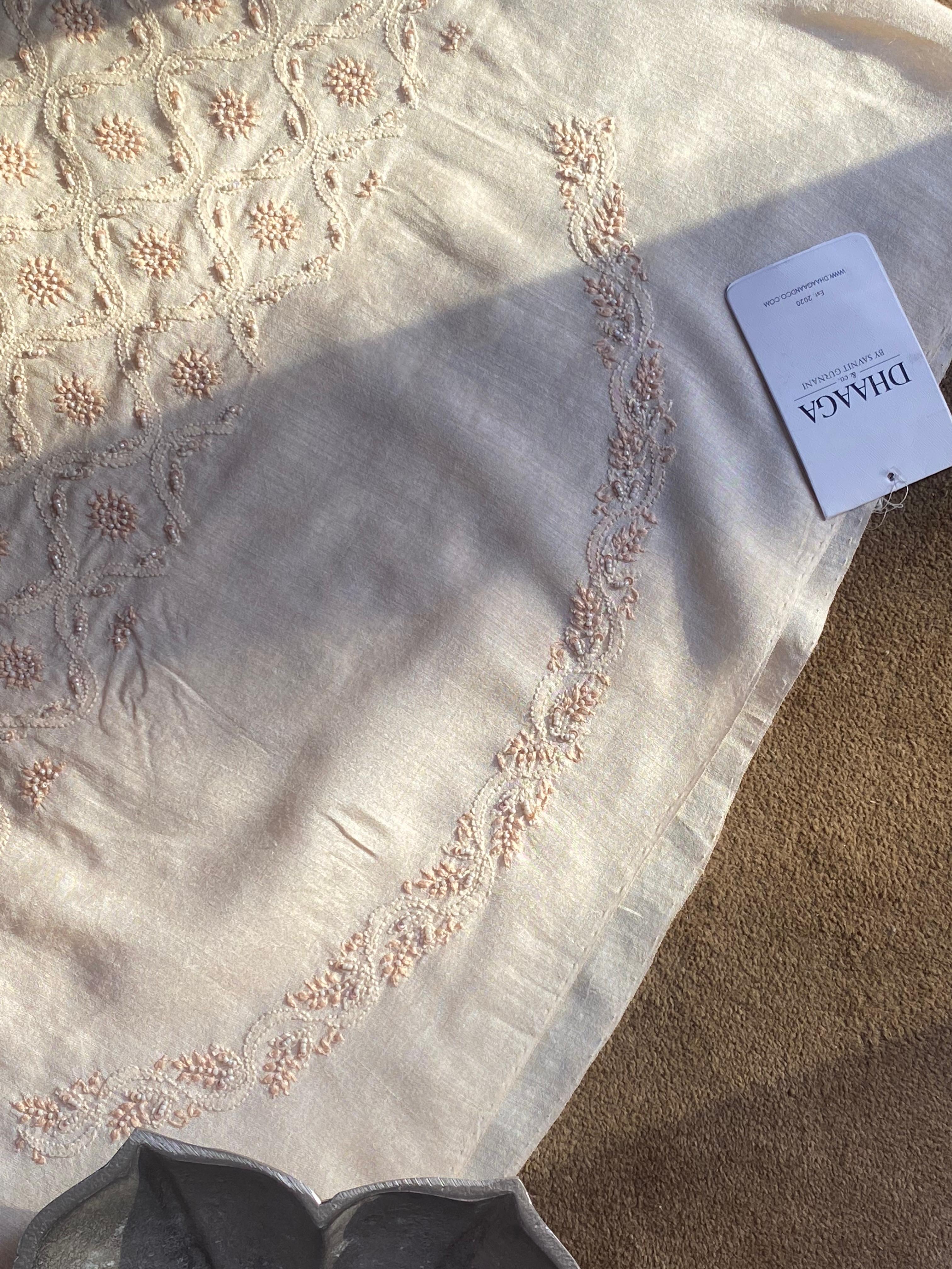 Mens Munga Silk Chikankari Sadri/Waistcoat