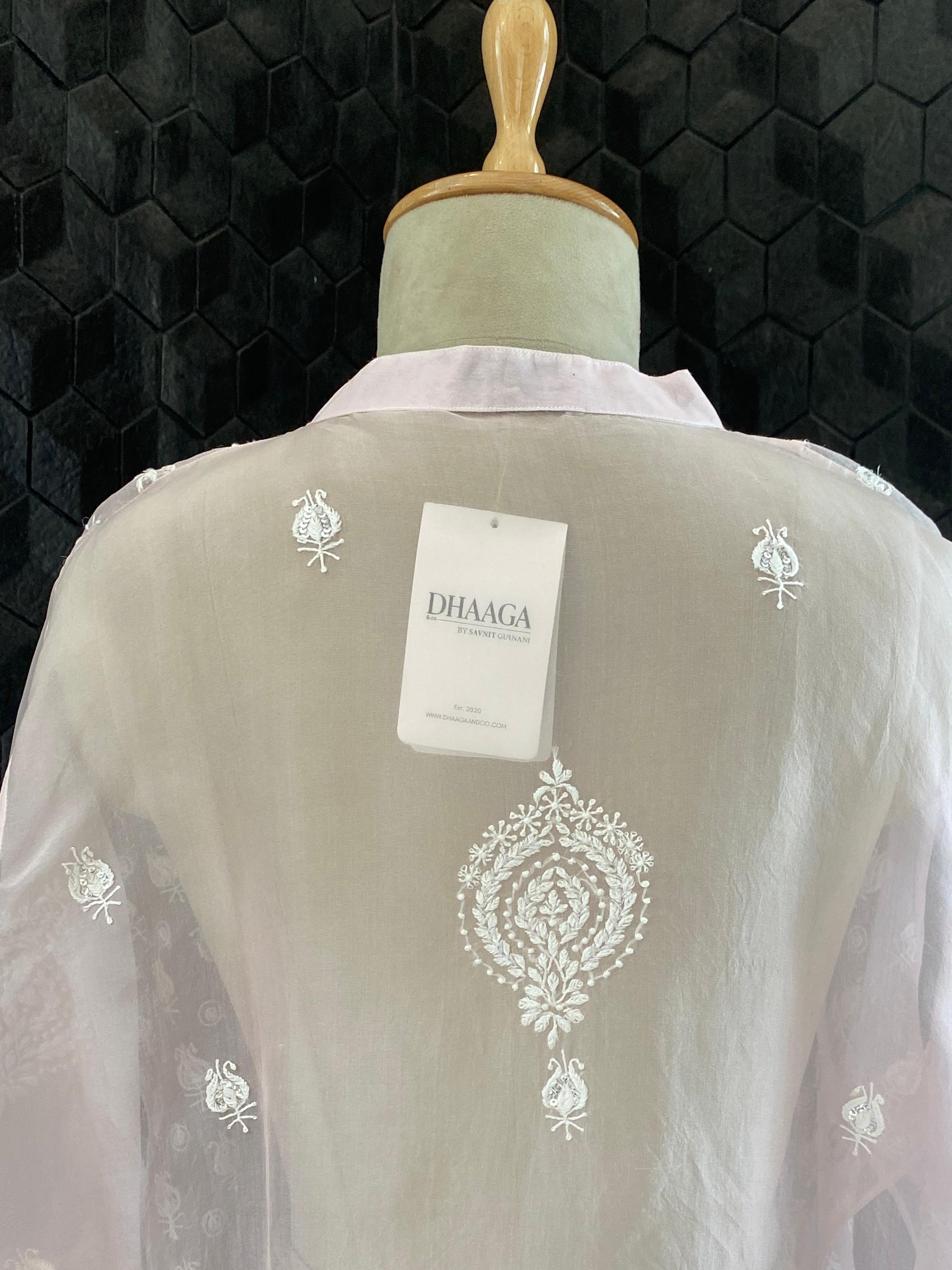 Pink Organza Chikankari Co-ord Set