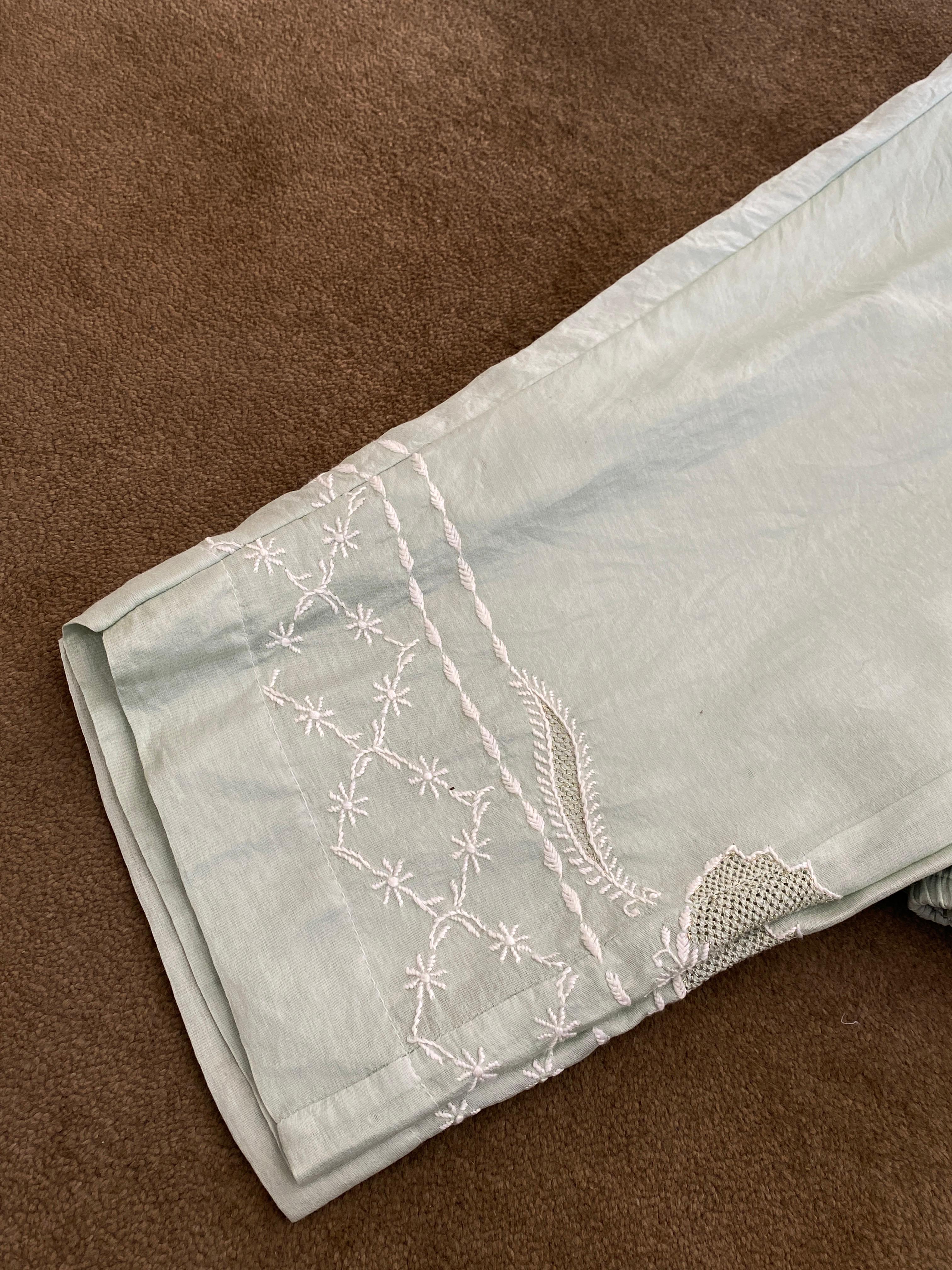 Sea Green mul chanderi chikankari co-ord set