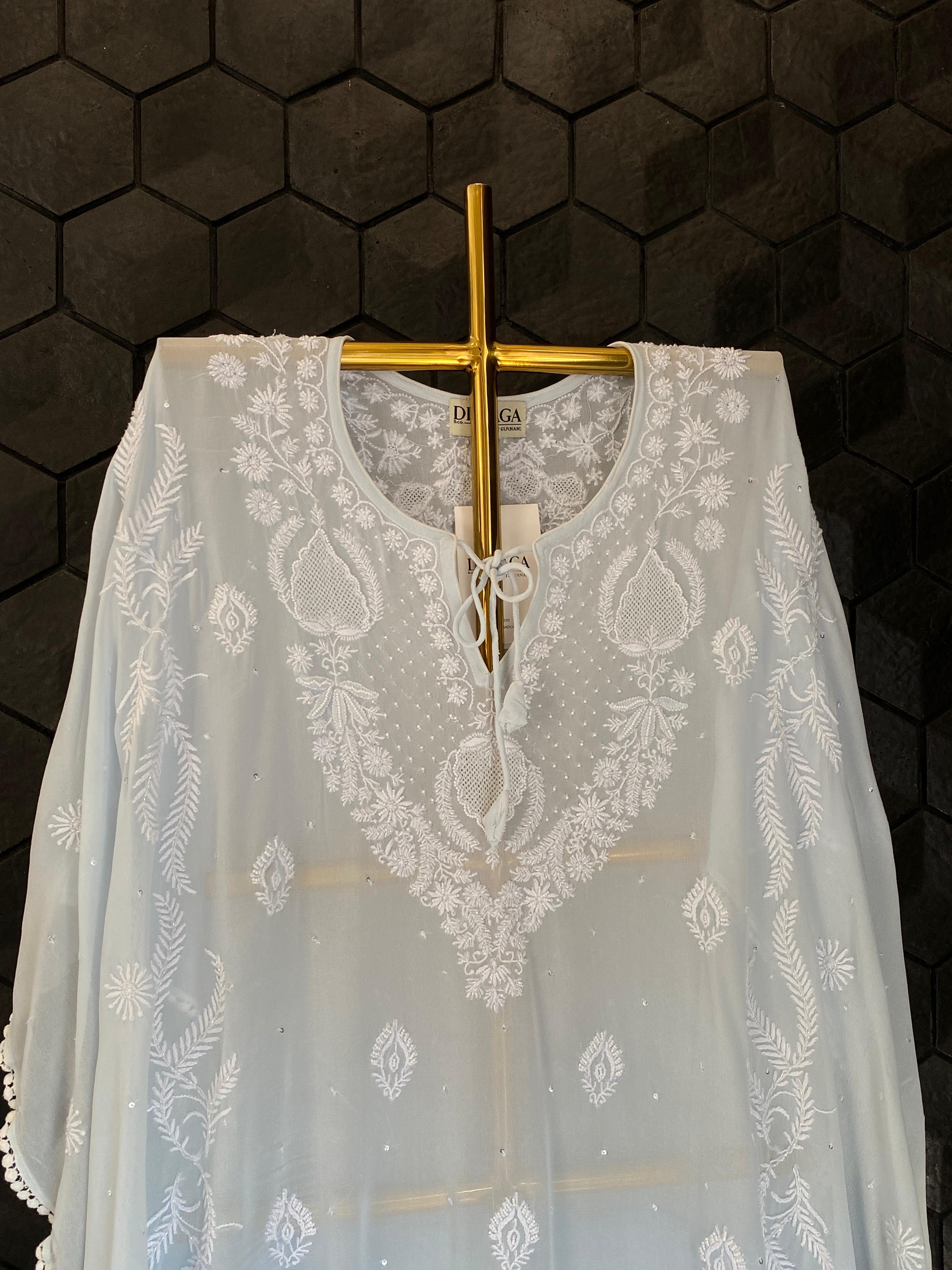 Blue Georgette Chikankari Kaftan