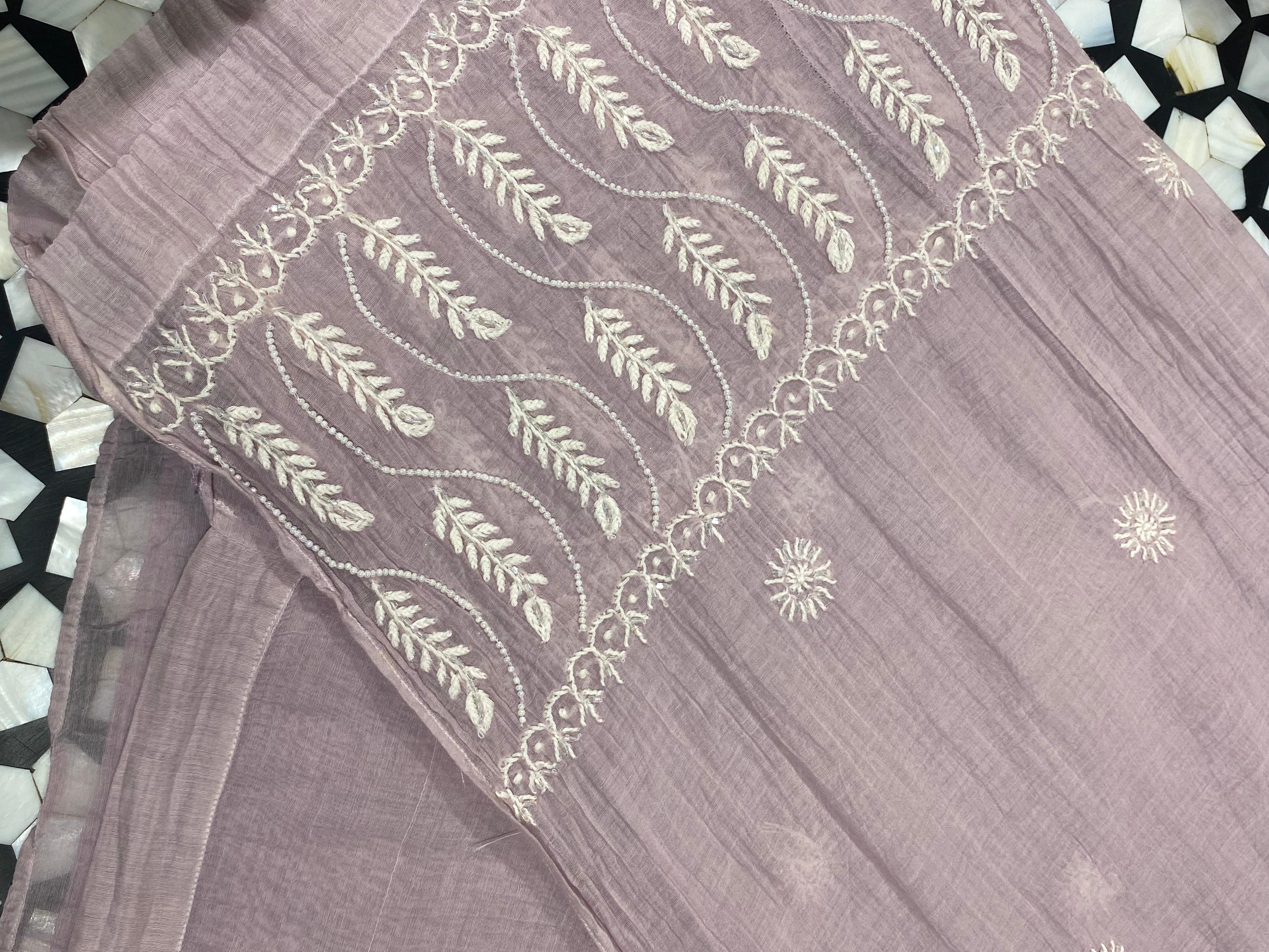 Lilac Mul Chanderi Chikankari Co-ord Set