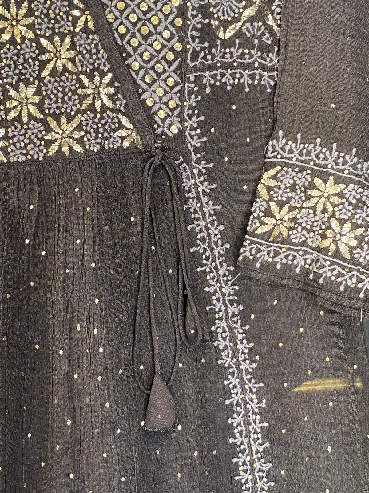 Black Tissue Chikankari & Mukaish Tunic