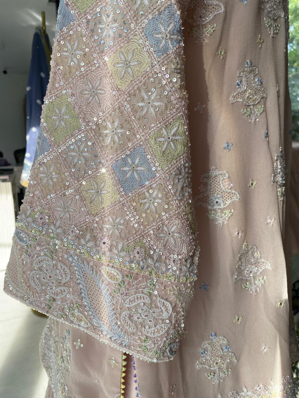 Blush Pink Georgette Chikankari Sharara Set