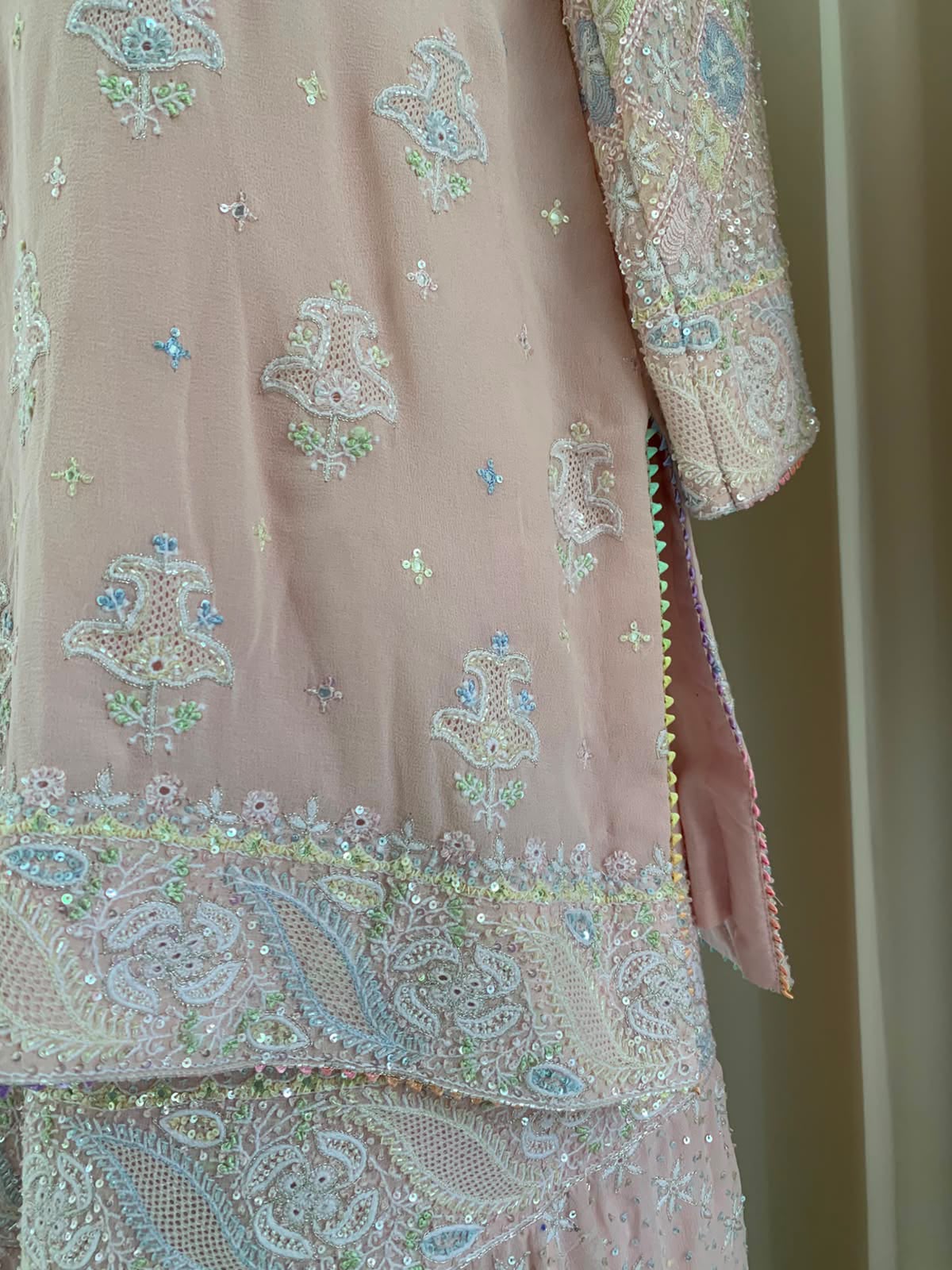 Blush Pink Georgette Chikankari Sharara Set