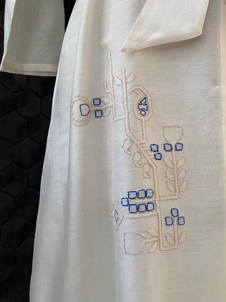 Chanderi Chikankari Shirt Dress with Contemporary Motifts