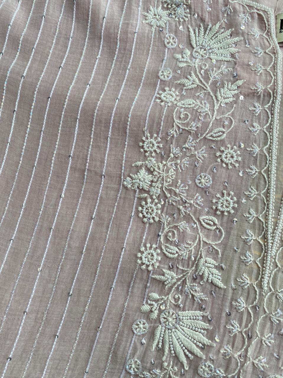 Lilac Mul Chanderi Chikankari Kurta Set with Heavy Dupatta