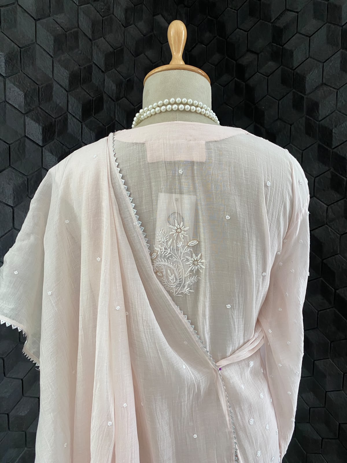 Pink Mul Chanderi Chikankari Kurta Set