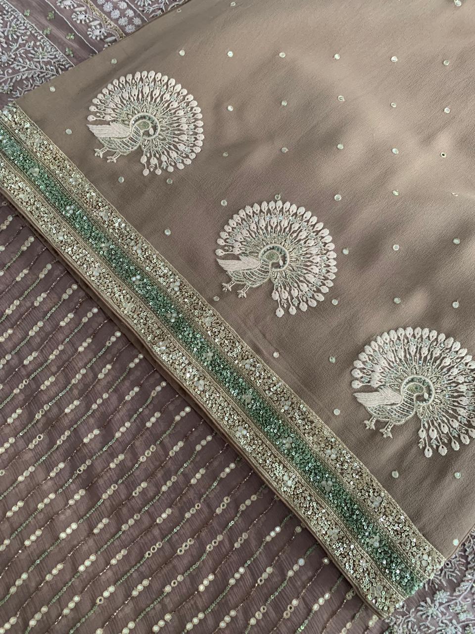 Halter Neck Kurta set with Farsi Shalwar and Heavy Dupatta